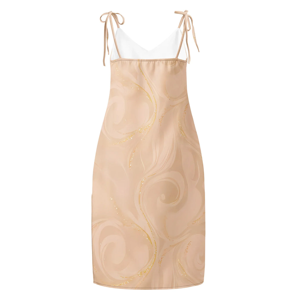 Tie-Strap Midi Dress Dress AwRans Clothing all-over-print-slip-dress-black-back-689c588a8ee71