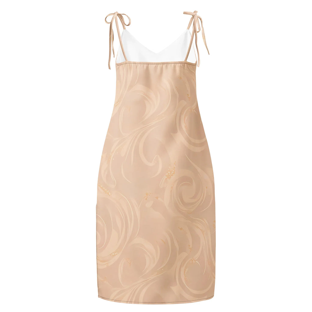 Tie-Strap Midi Dress Dress AwRans Clothing all-over-print-slip-dress-black-back-689c58c10bfe8
