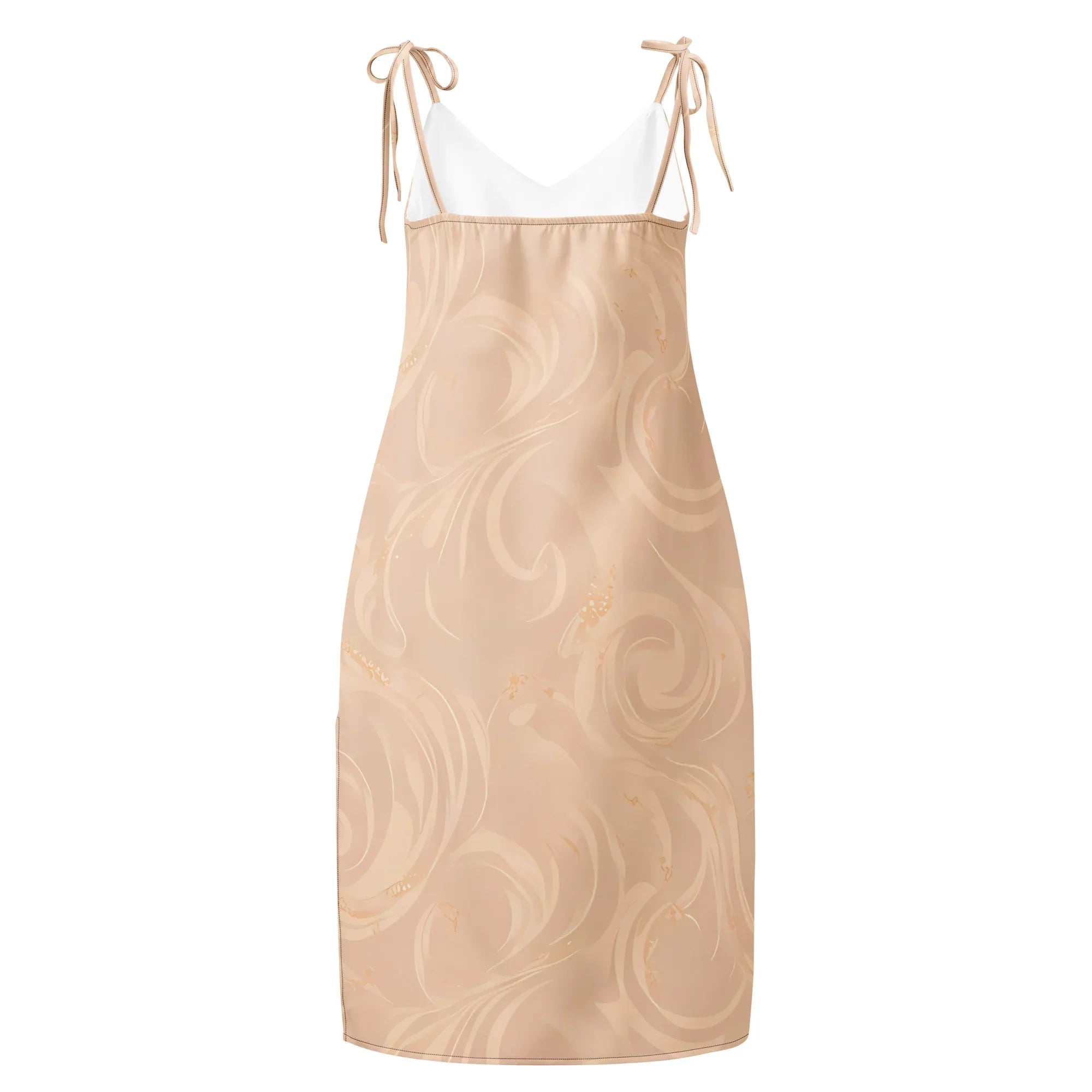 Tie-Strap Midi Dress Dress AwRans Clothing all-over-print-slip-dress-black-back-689c58c10bfe8