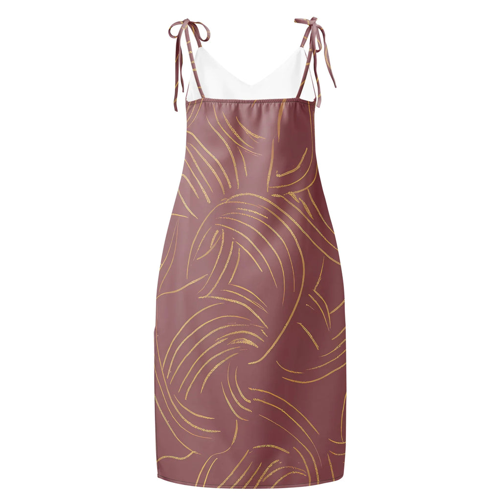Tie-Strap Midi Dress Dress AwRans Clothing all-over-print-slip-dress-black-back-689c58f60e433