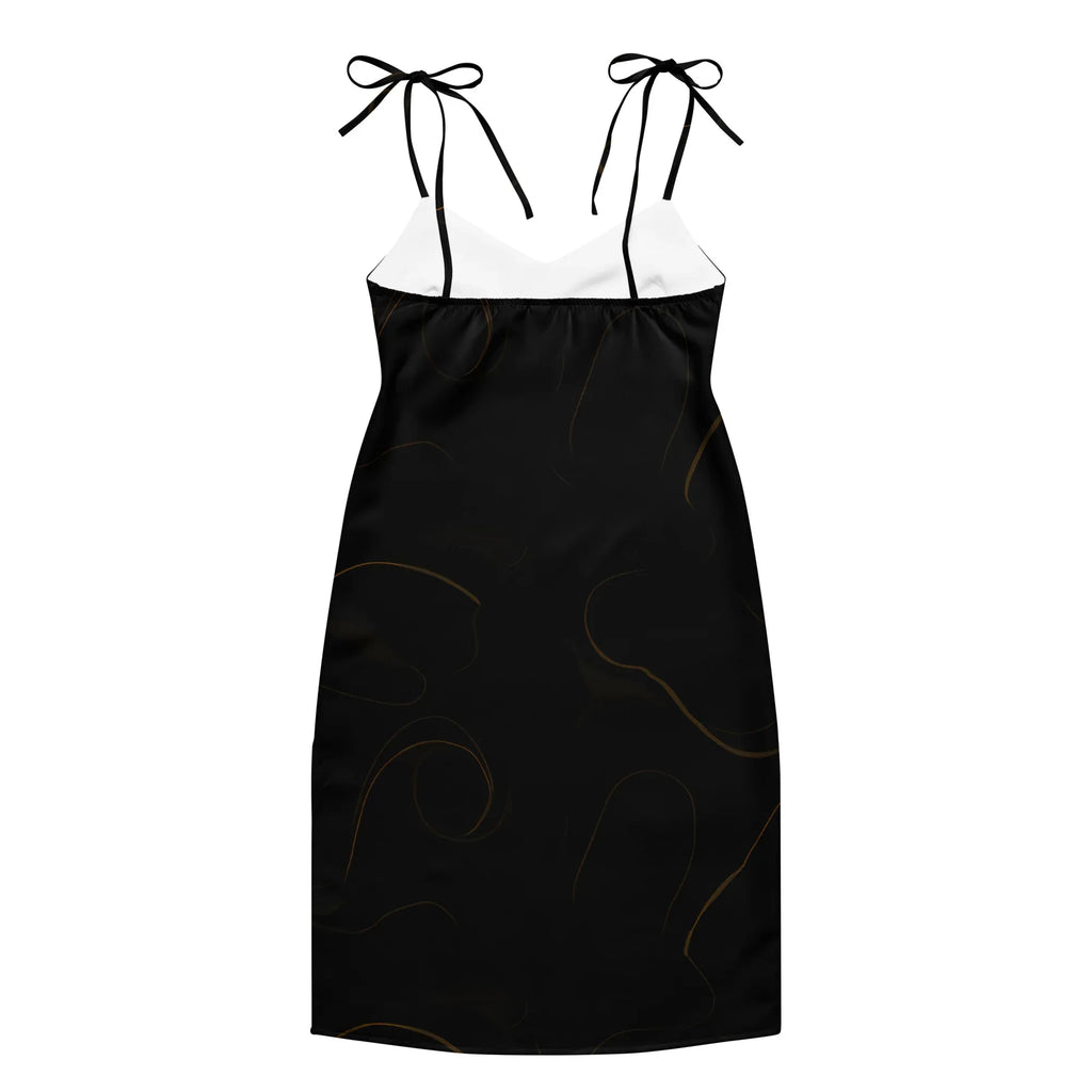 Tie-Strap Midi Dress Dress AwRans Clothing all-over-print-slip-dress-black-back-689c592a56ffd