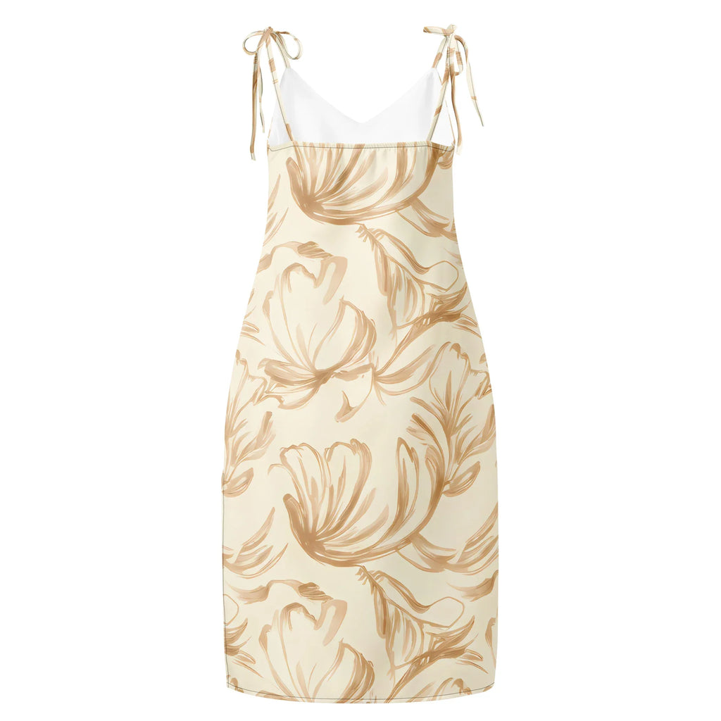 Tie-Strap Midi Dress Dress AwRans Clothing all-over-print-slip-dress-black-back-689c59623c786