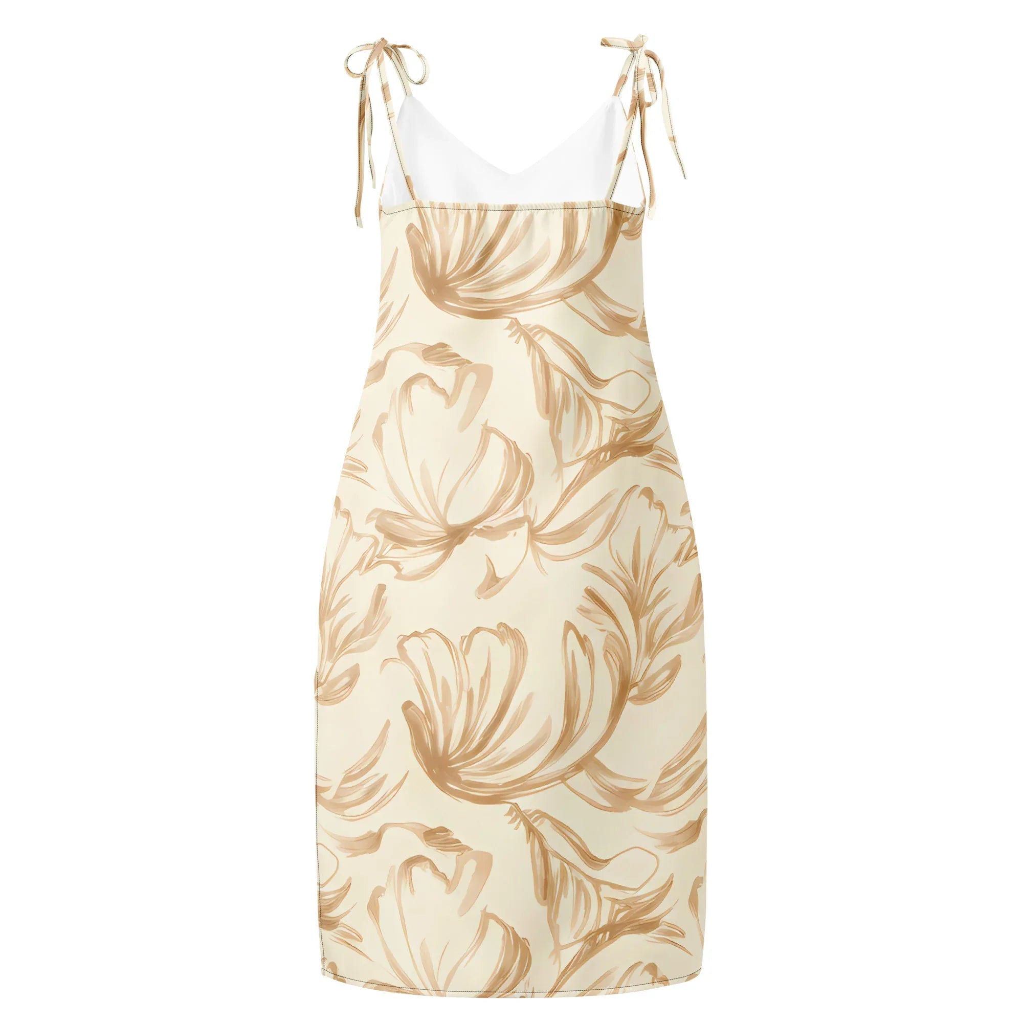 Tie-Strap Midi Dress Dress AwRans Clothing all-over-print-slip-dress-black-back-689c59623c786