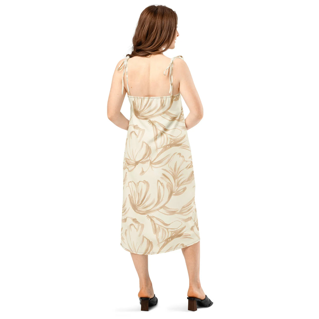 Tie-Strap Midi Dress Dress AwRans Clothing all-over-print-slip-dress-black-back-689c59623d019
