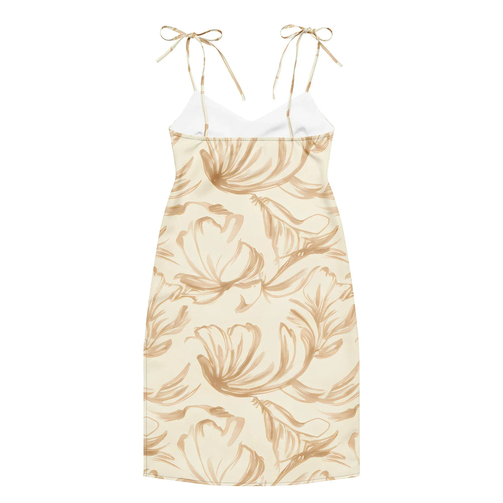 Tie-Strap Midi Dress Dress AwRans Clothing all-over-print-slip-dress-black-back-689c59623d260