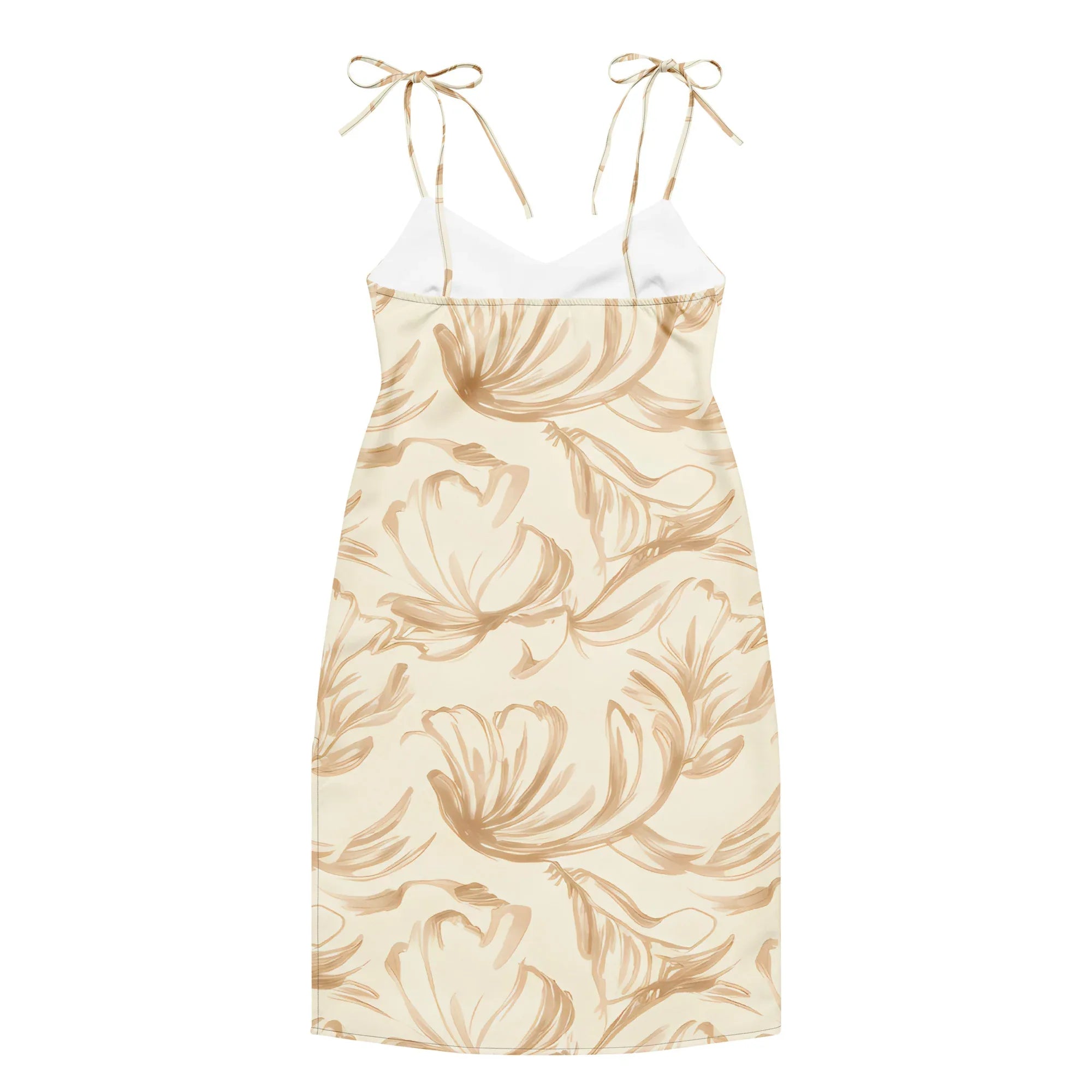 Tie-Strap Midi Dress Dress AwRans Clothing all-over-print-slip-dress-black-back-689c59623d260