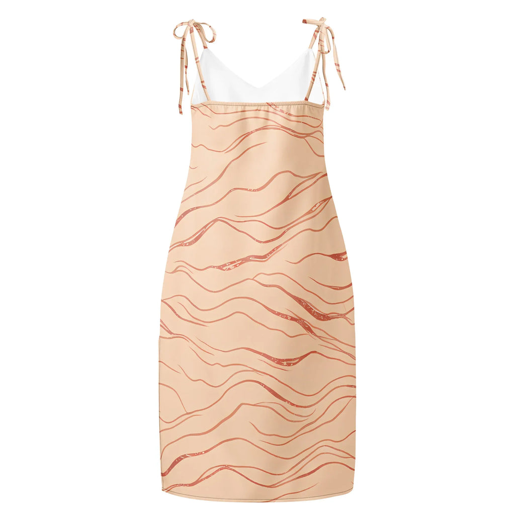 Tie-Strap Midi Dress Dress AwRans Clothing all-over-print-slip-dress-black-back-689c599699d1a