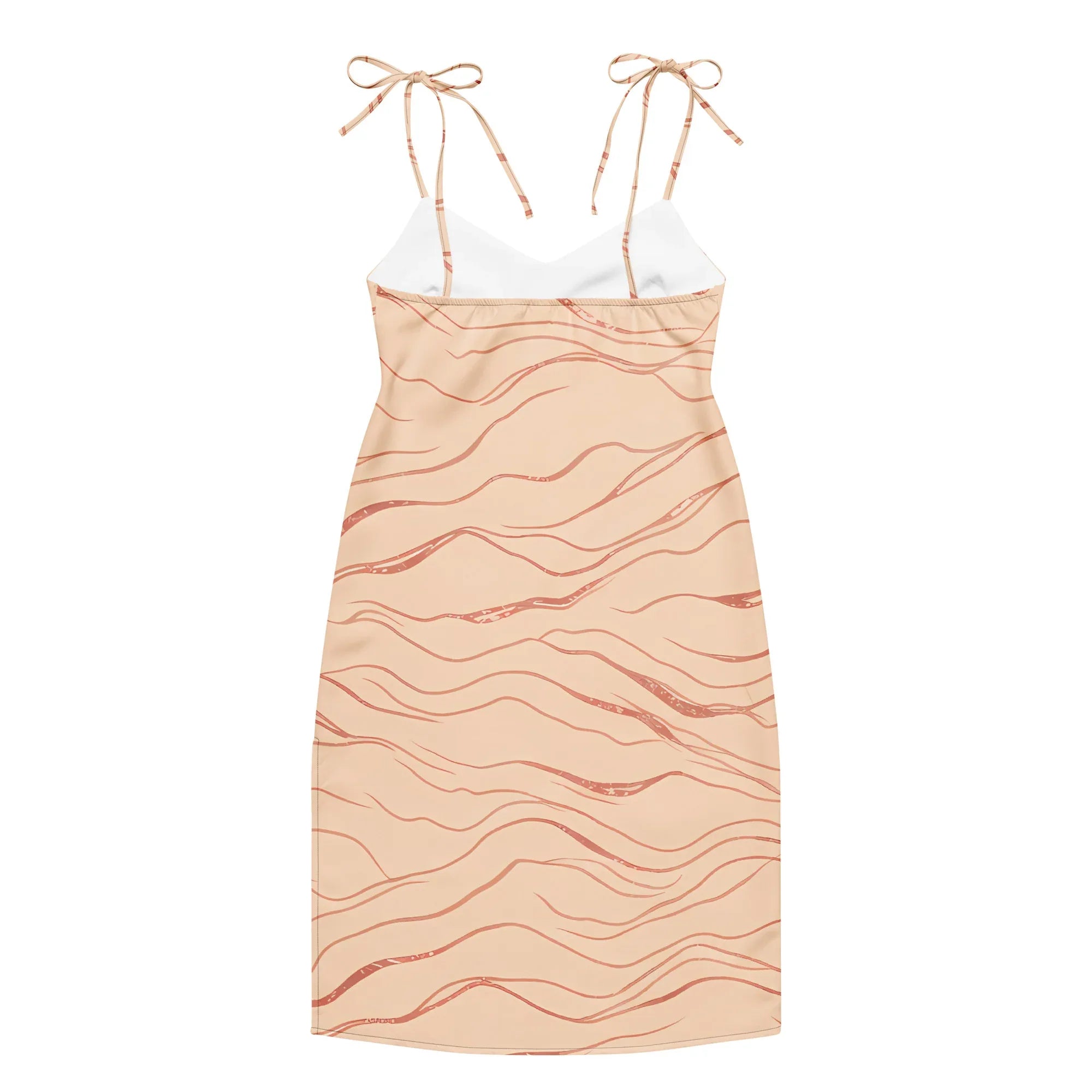 Tie-Strap Midi Dress Dress AwRans Clothing all-over-print-slip-dress-black-back-689c59969a830