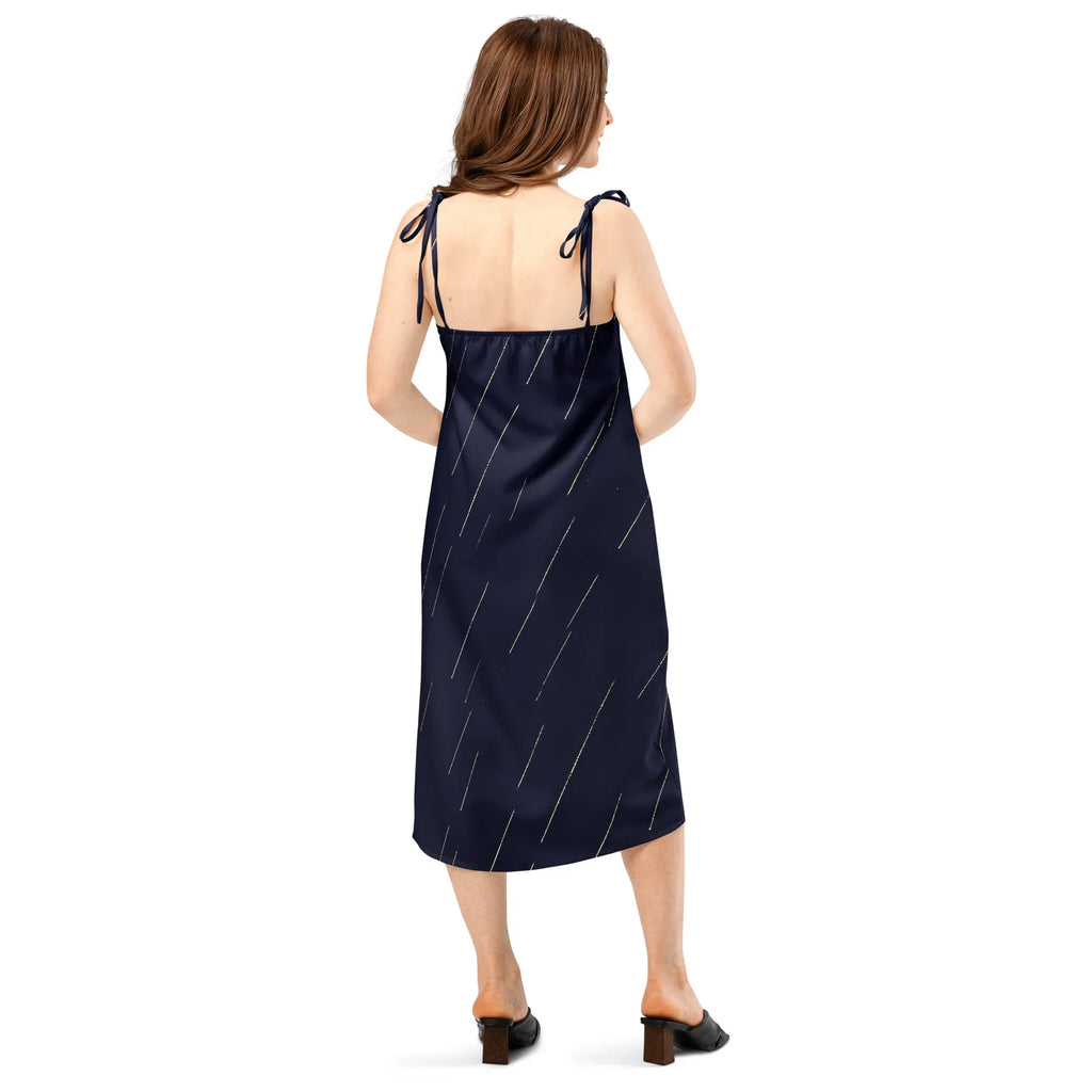 Tie-Strap Midi Dress Dress AwRans Clothing all-over-print-slip-dress-black-back-689c59cb107ce