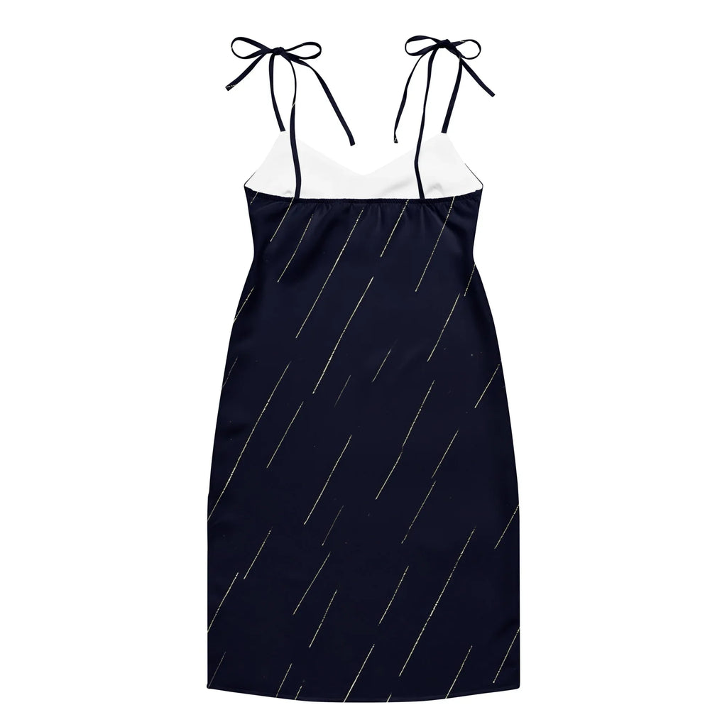 Tie-Strap Midi Dress Dress AwRans Clothing all-over-print-slip-dress-black-back-689c59cb10a37