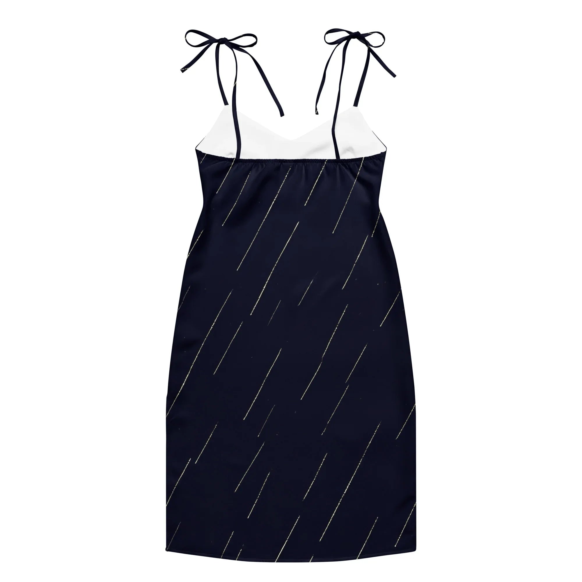 Tie-Strap Midi Dress Dress AwRans Clothing all-over-print-slip-dress-black-back-689c59cb10a37