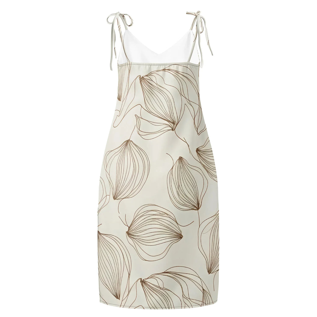 Tie-Strap Midi Dress Dress AwRans Clothing all-over-print-slip-dress-black-back-689c5a037fd79