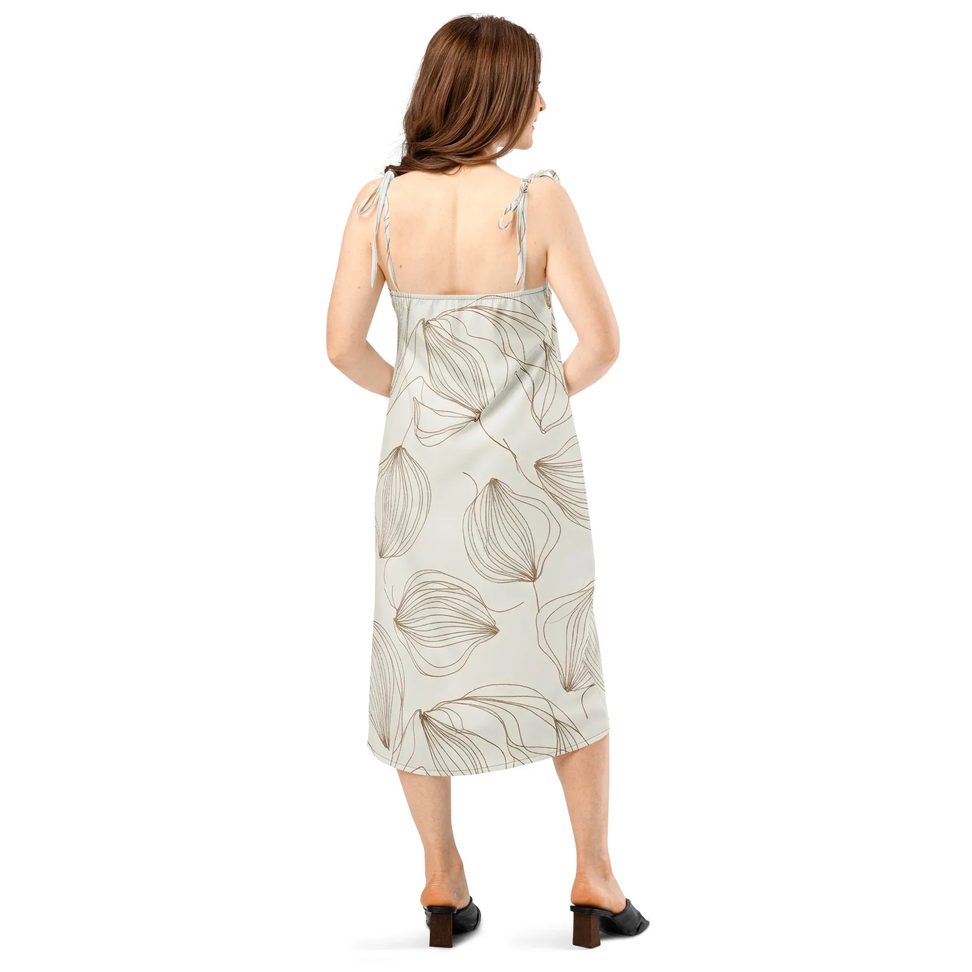 Tie-Strap Midi Dress Dress AwRans Clothing all-over-print-slip-dress-black-back-689c5a0380e99