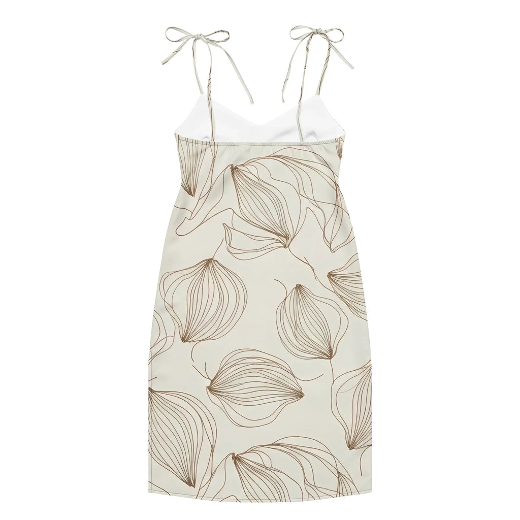 Tie-Strap Midi Dress Dress AwRans Clothing all-over-print-slip-dress-black-back-689c5a038114f