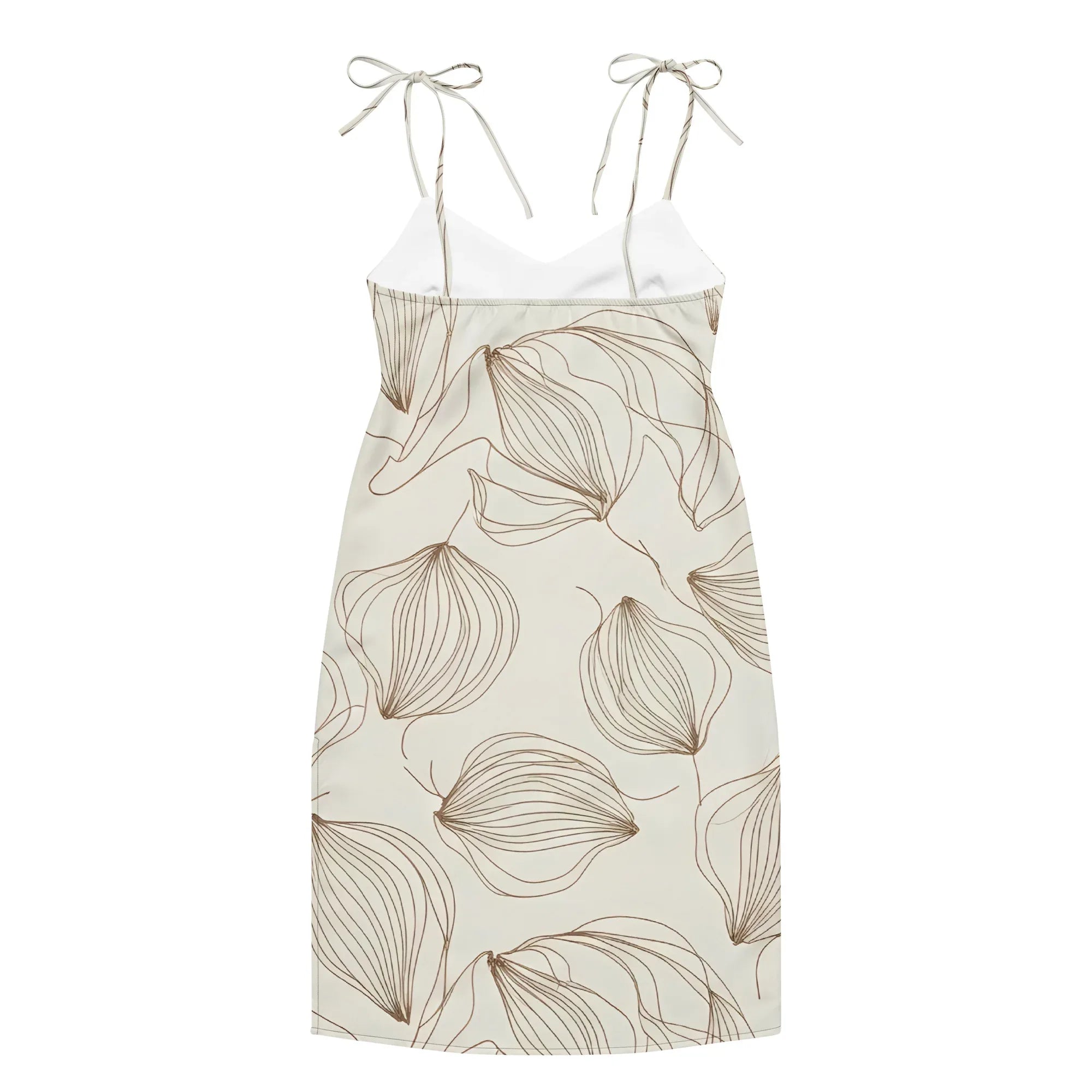 Tie-Strap Midi Dress Dress AwRans Clothing all-over-print-slip-dress-black-back-689c5a038114f