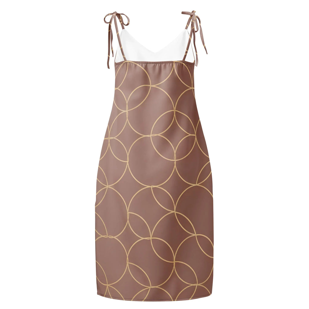 Tie-Strap Midi Dress Dress AwRans Clothing all-over-print-slip-dress-black-back-689c5a388bec2