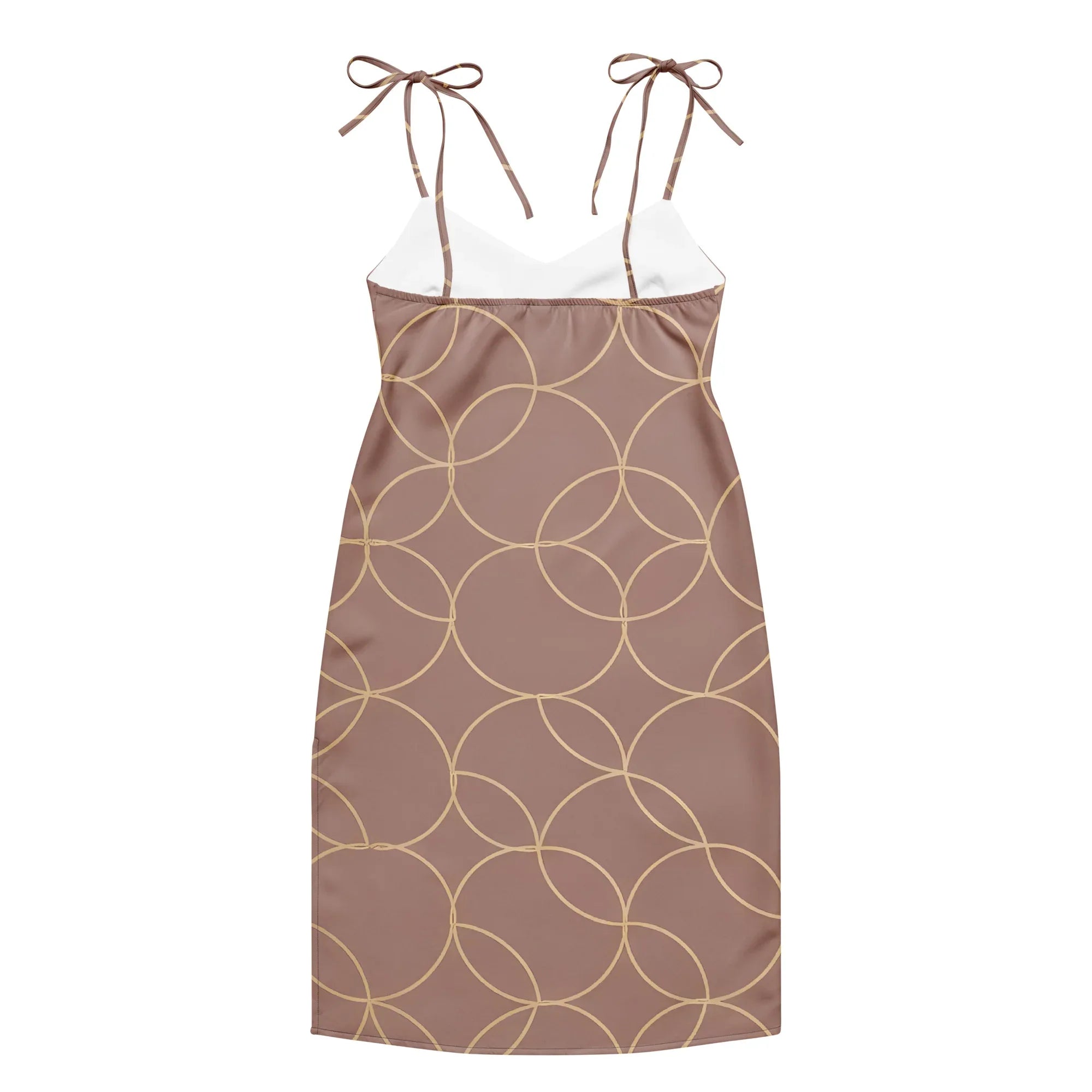 Tie-Strap Midi Dress Dress AwRans Clothing all-over-print-slip-dress-black-back-689c5a388cf49