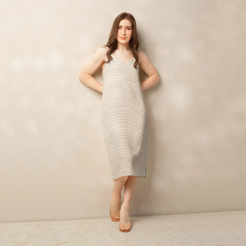 Tie-Strap Midi Dress Dress AwRans Clothing all-over-print-slip-dress-black-front-689c575a34783