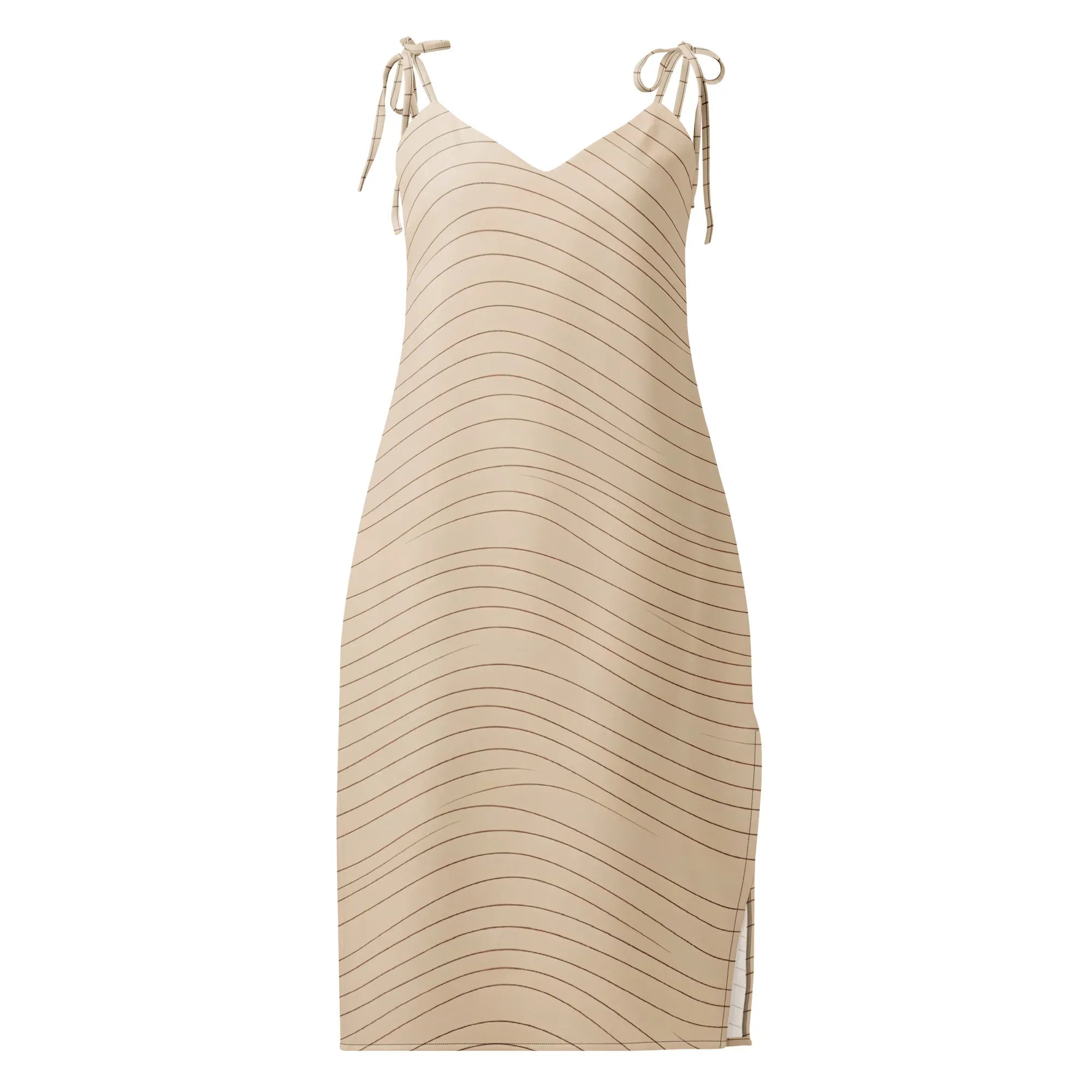 Tie-Strap Midi Dress Black Dress AwRans Clothing all-over-print-slip-dress-black-front-689c575a3683b