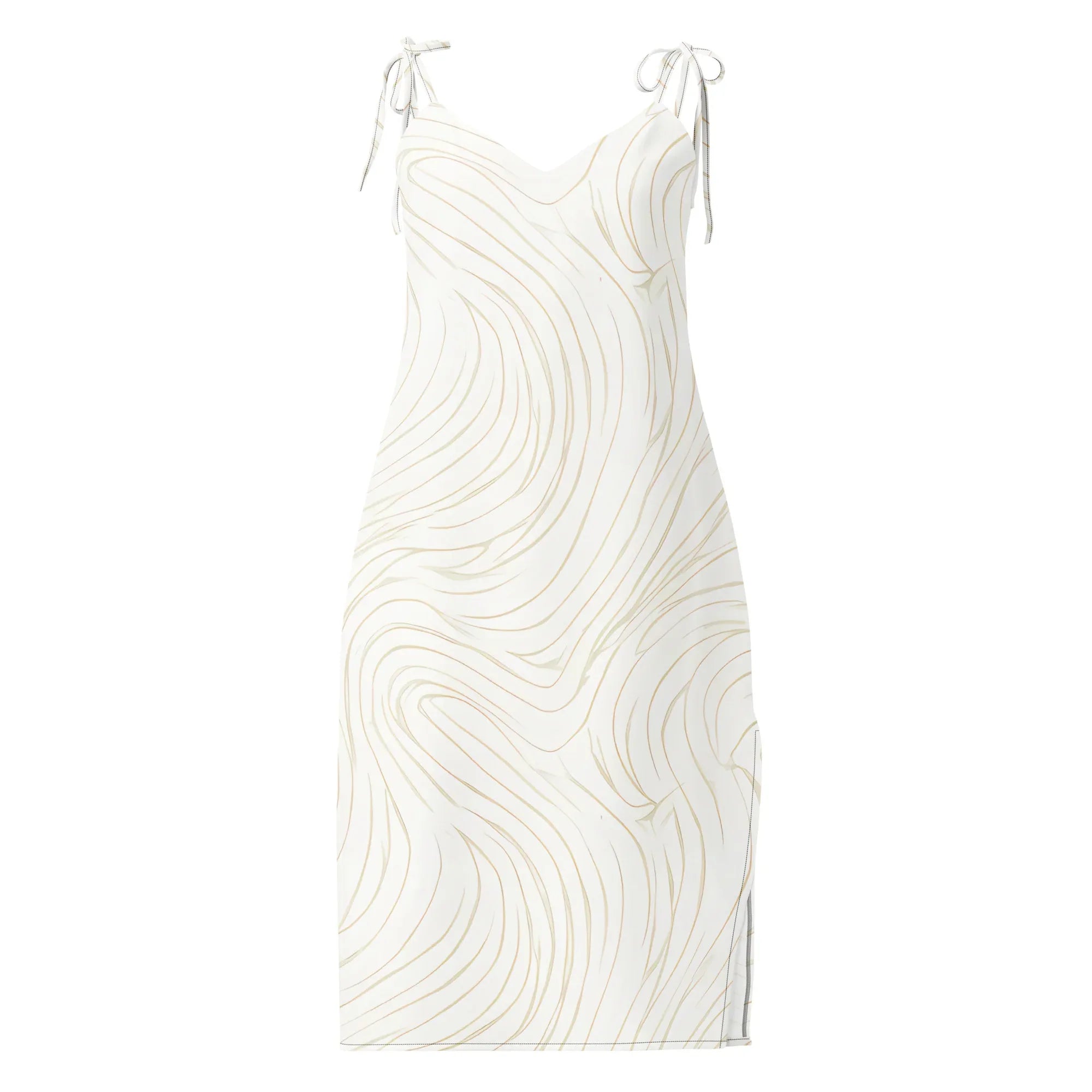 Tie-Strap Midi Dress Black Dress AwRans Clothing all-over-print-slip-dress-black-front-689c57c5e756c
