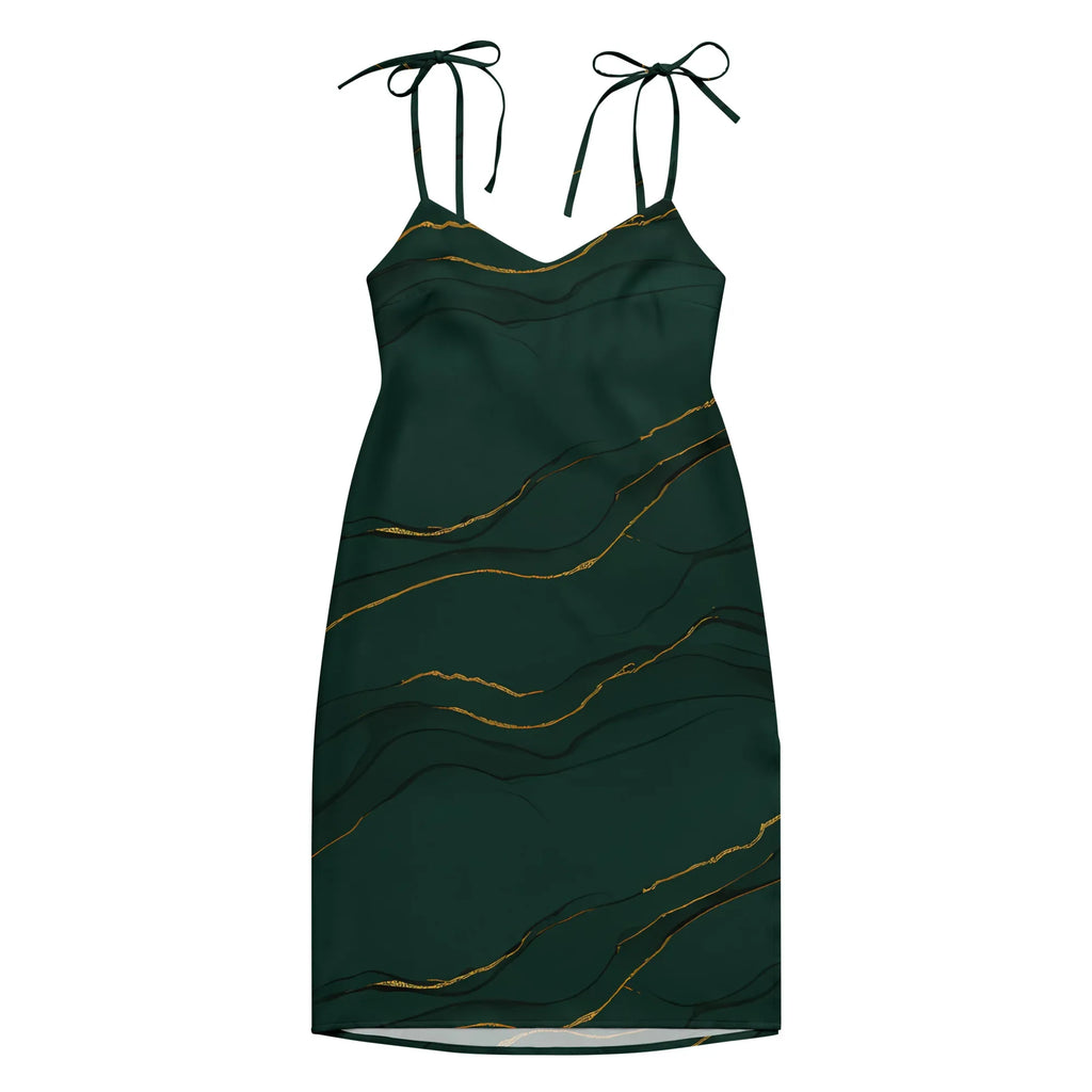 Tie-Strap Midi Dress Dress AwRans Clothing all-over-print-slip-dress-black-front-689c5854bfb25