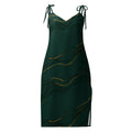 Tie-Strap Midi Dress Black Dress AwRans Clothing all-over-print-slip-dress-black-front-689c5854c0695