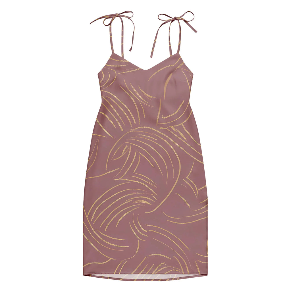 Tie-Strap Midi Dress Dress AwRans Clothing all-over-print-slip-dress-black-front-689c58f60f653