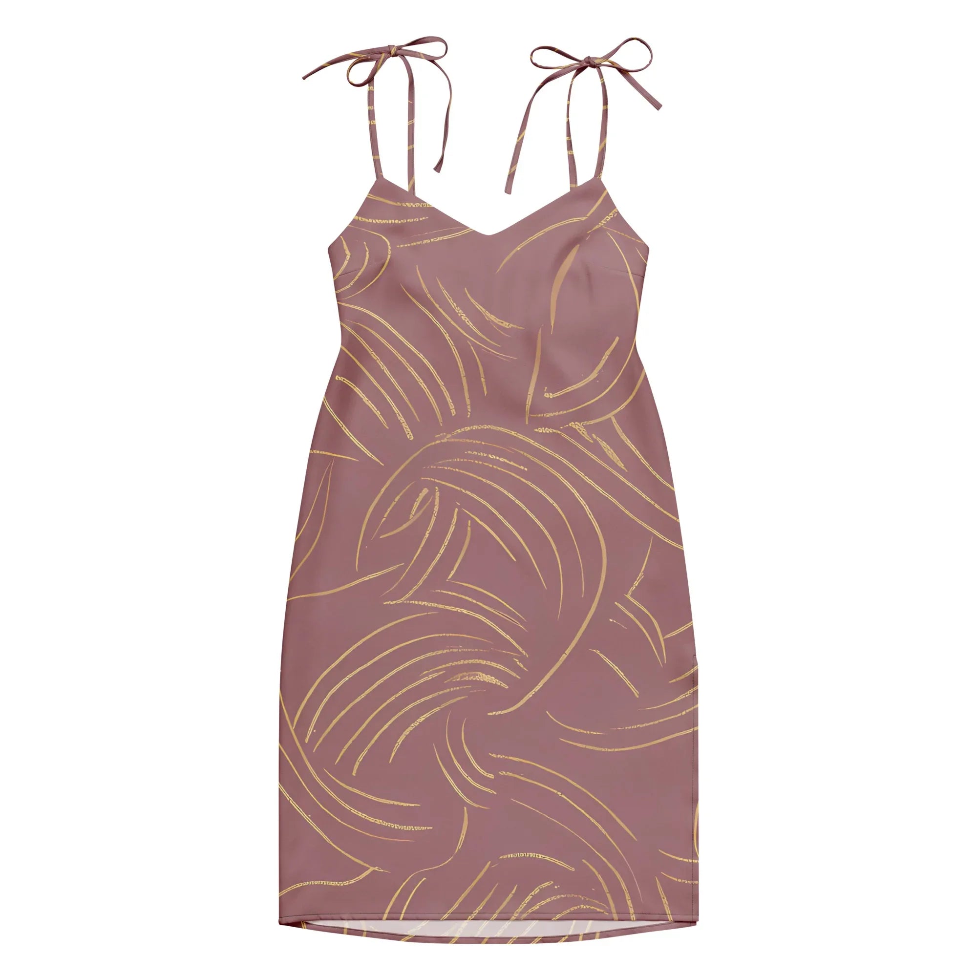 Tie-Strap Midi Dress Dress AwRans Clothing all-over-print-slip-dress-black-front-689c58f60f653