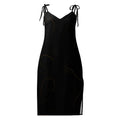 Tie-Strap Midi Dress Black Dress AwRans Clothing all-over-print-slip-dress-black-front-689c592a57abc