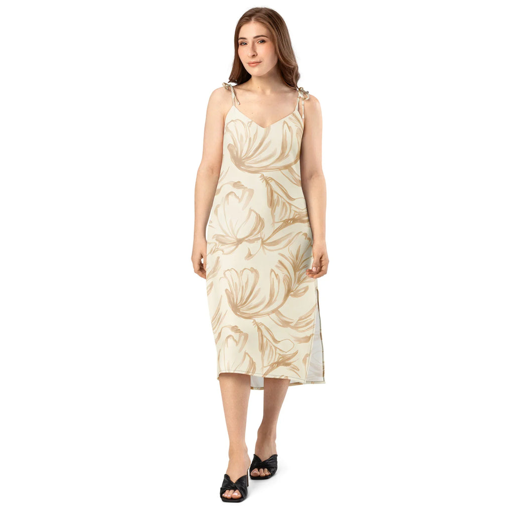 Tie-Strap Midi Dress Dress AwRans Clothing all-over-print-slip-dress-black-front-689c59623cf87