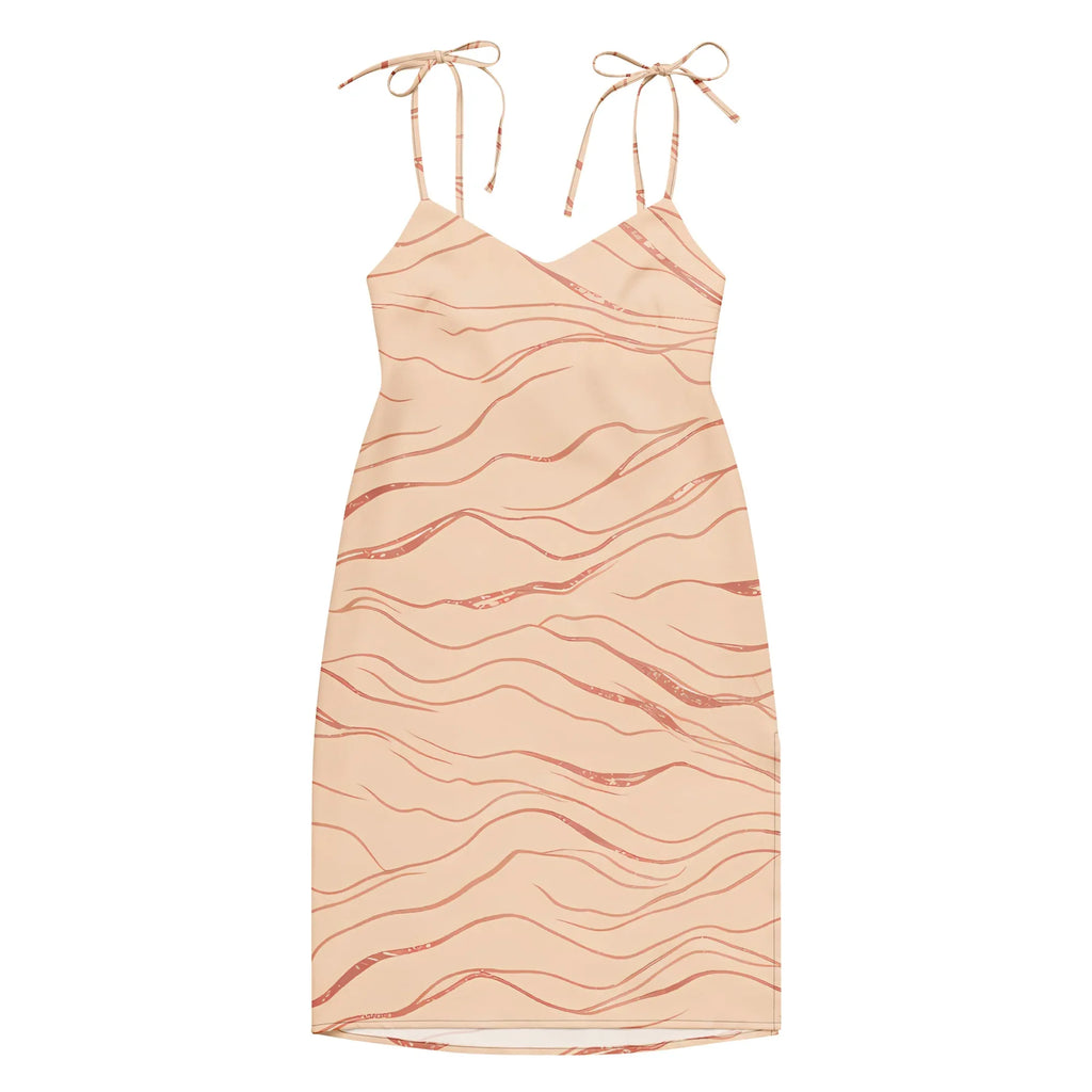 Tie-Strap Midi Dress Dress AwRans Clothing all-over-print-slip-dress-black-front-689c59969a7a5