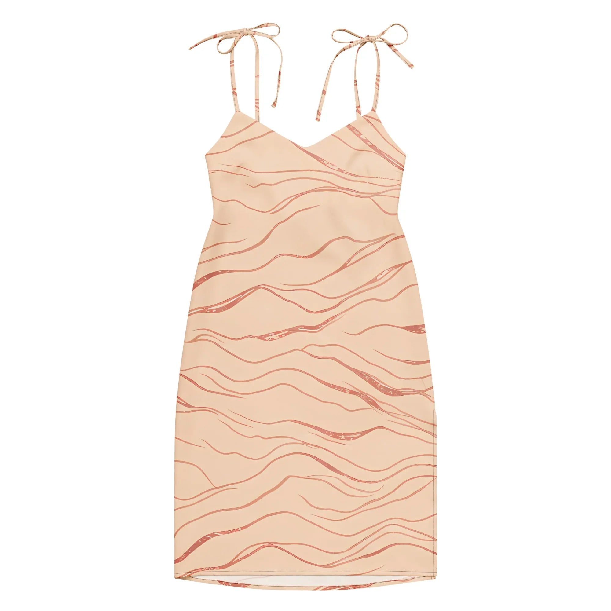 Tie-Strap Midi Dress Dress AwRans Clothing all-over-print-slip-dress-black-front-689c59969a7a5