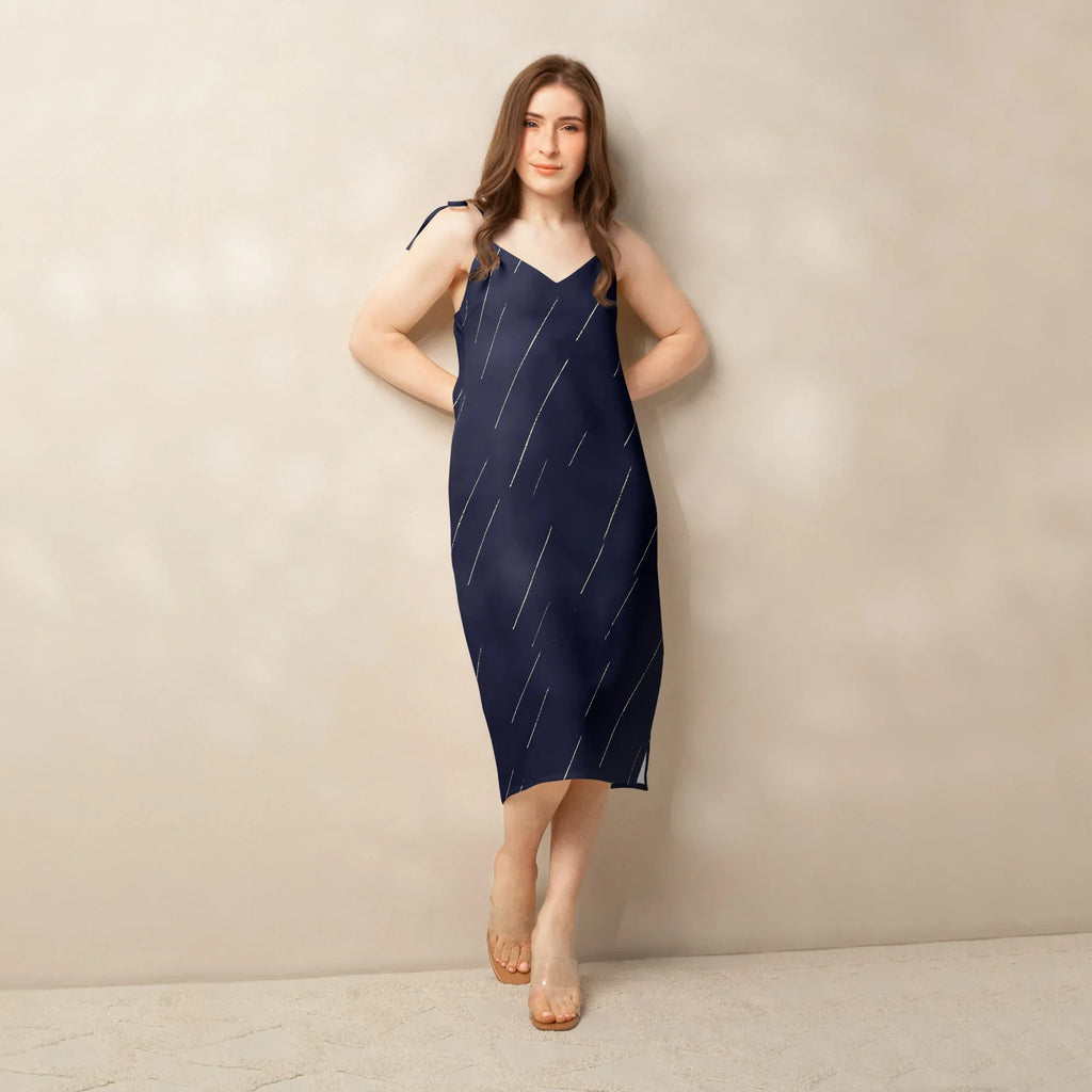 Tie-Strap Midi Dress Dress AwRans Clothing all-over-print-slip-dress-black-front-689c59cb103e3