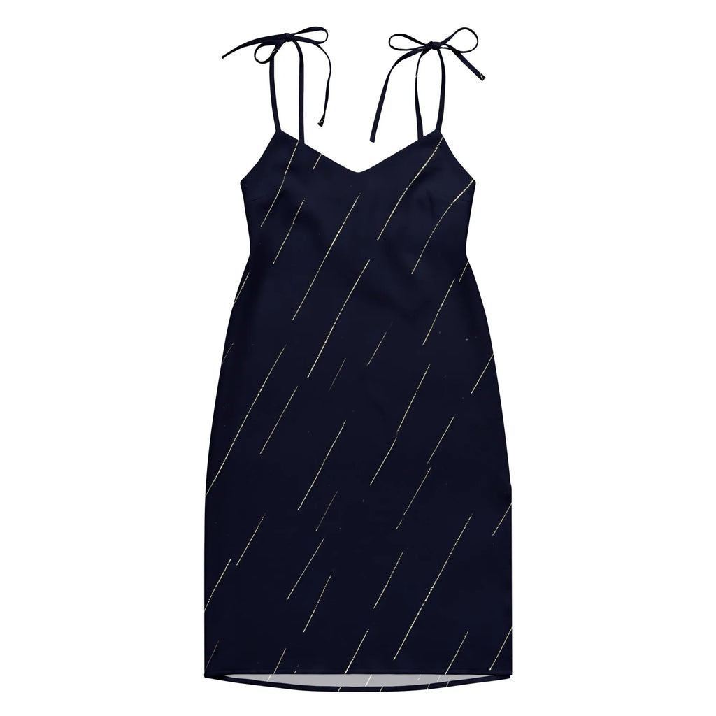 Tie-Strap Midi Dress Dress AwRans Clothing all-over-print-slip-dress-black-front-689c59cb1099e