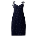 Tie-Strap Midi Dress Black Dress AwRans Clothing all-over-print-slip-dress-black-front-689c59cb119ea