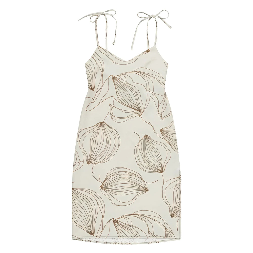 Tie-Strap Midi Dress Dress AwRans Clothing all-over-print-slip-dress-black-front-689c5a03810c4