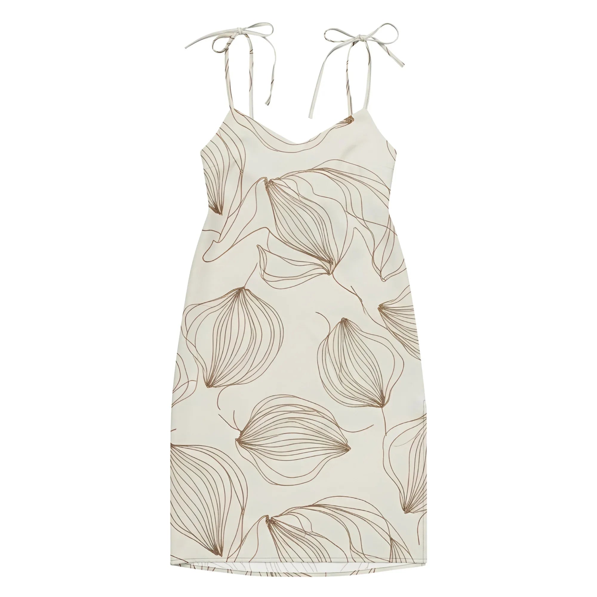 Tie-Strap Midi Dress Dress AwRans Clothing all-over-print-slip-dress-black-front-689c5a03810c4