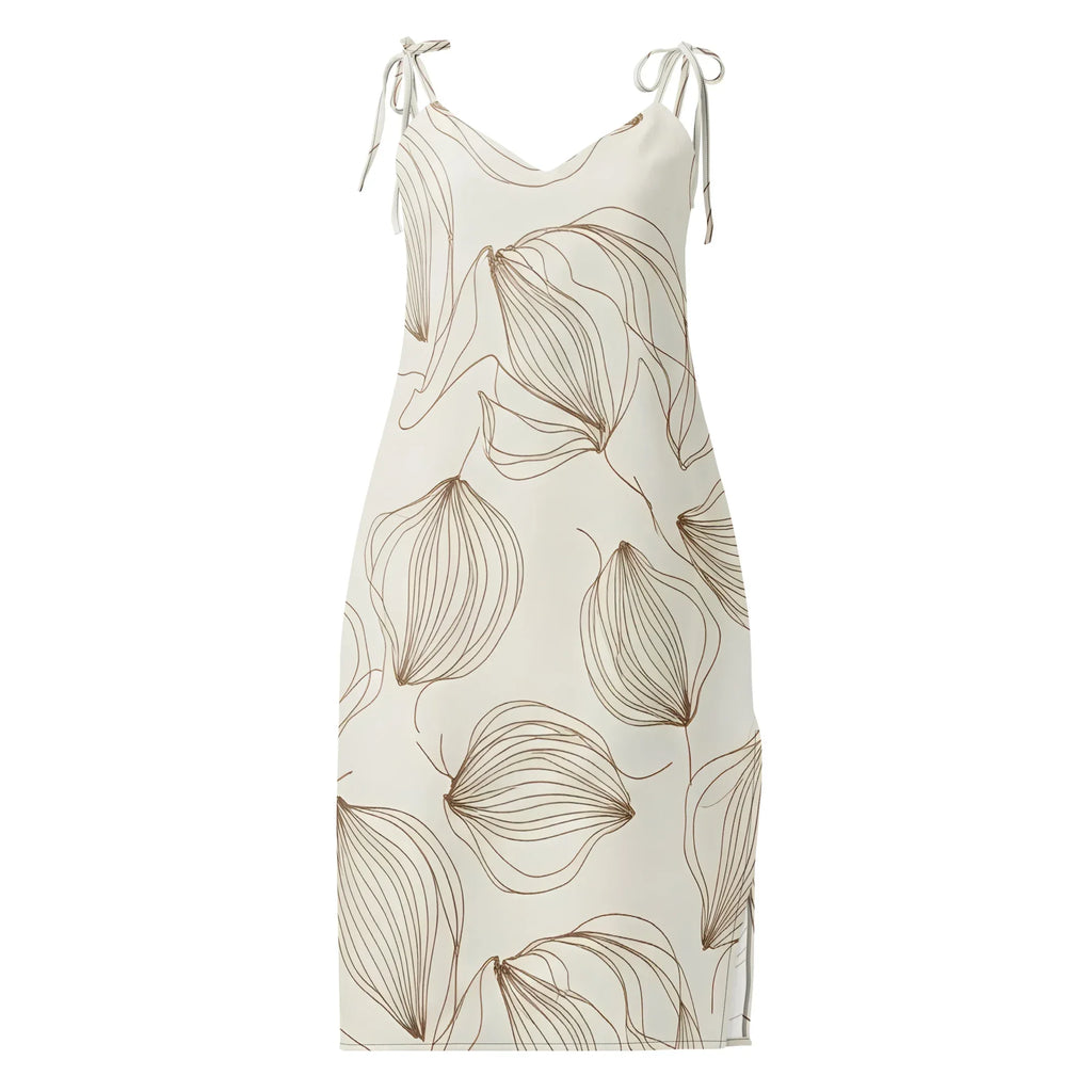 Tie-Strap Midi Dress Black Dress AwRans Clothing all-over-print-slip-dress-black-front-689c5a0381c1a