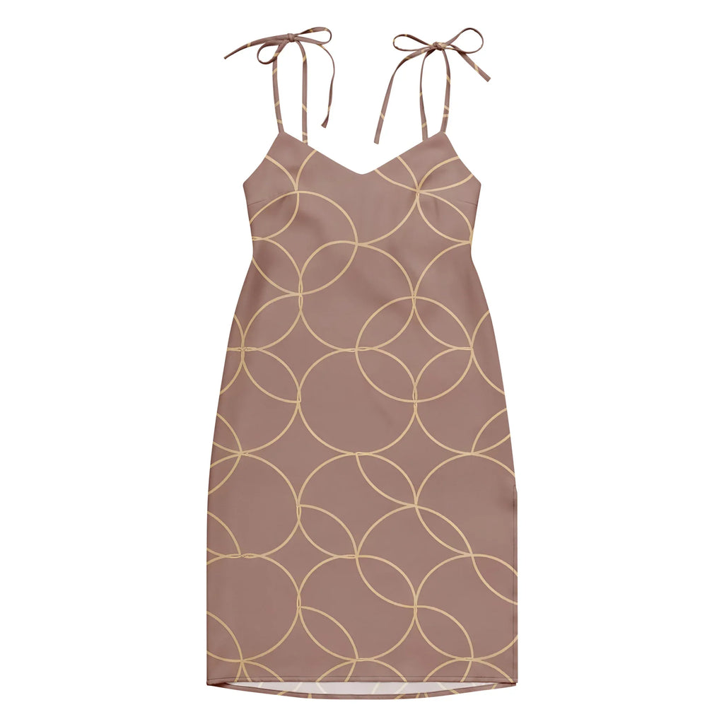 Tie-Strap Midi Dress Dress AwRans Clothing all-over-print-slip-dress-black-front-689c5a388ceb3