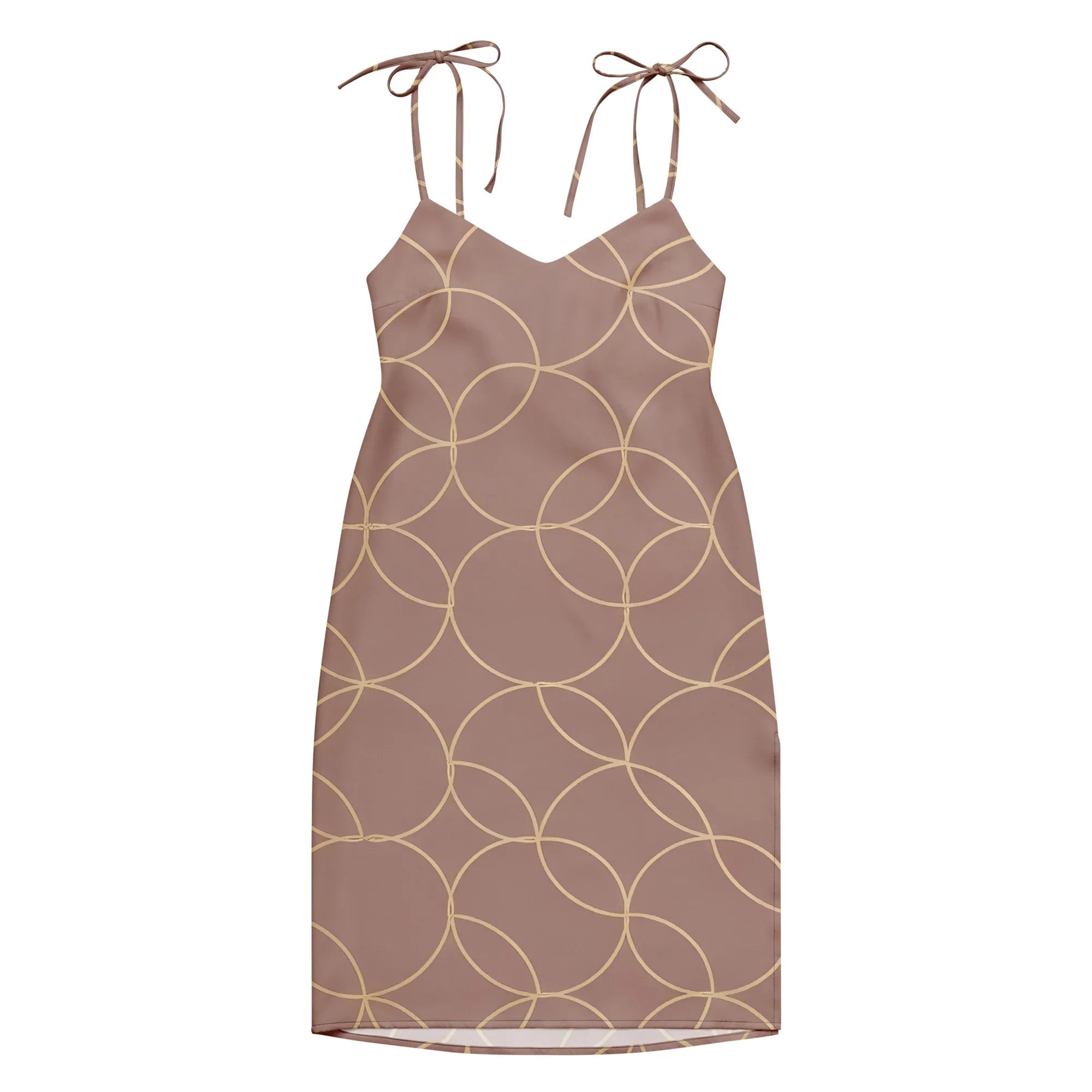 Tie-Strap Midi Dress Dress AwRans Clothing all-over-print-slip-dress-black-front-689c5a388ceb3