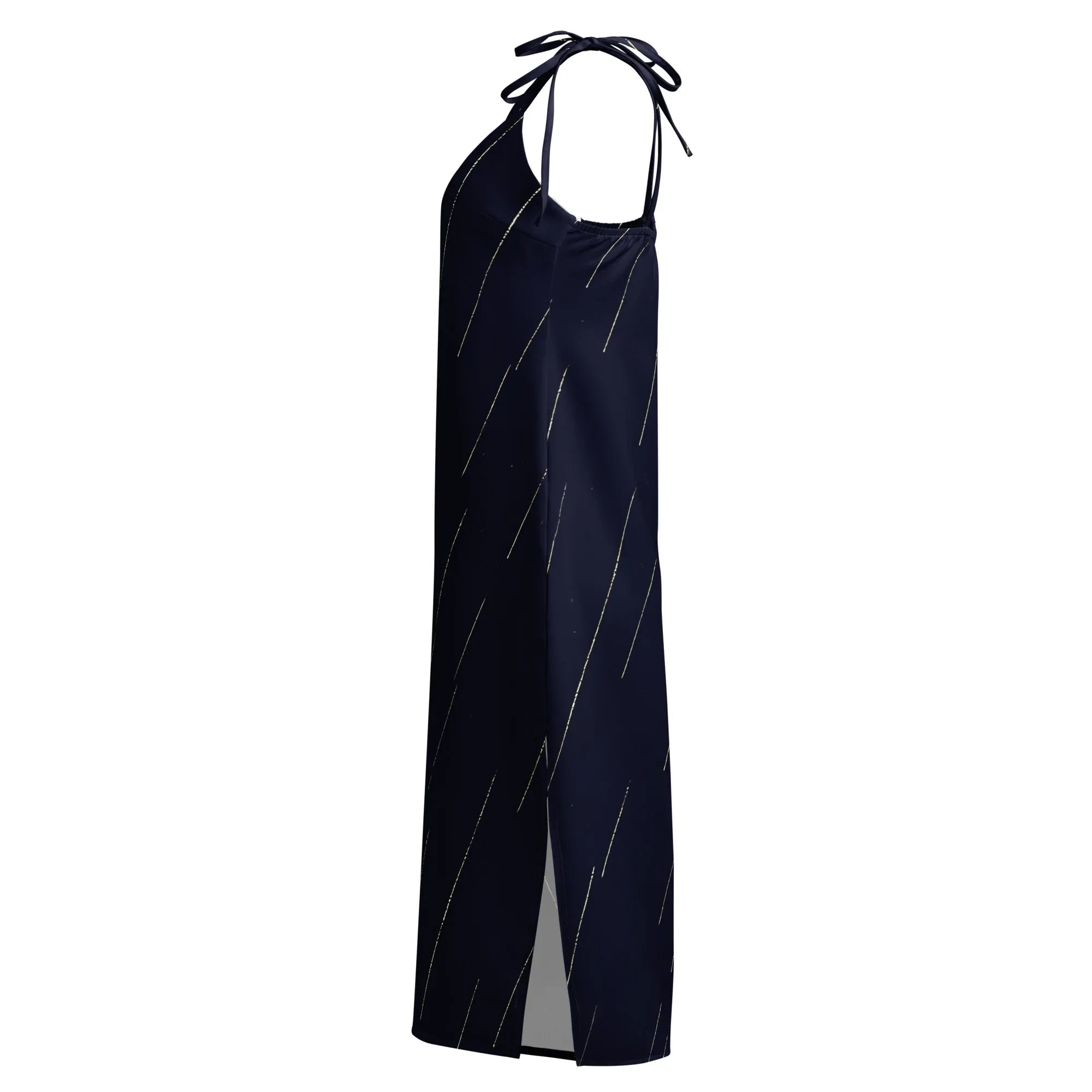 Tie-Strap Midi Dress Dress AwRans Clothing all-over-print-slip-dress-black-left-689c59cb11aed