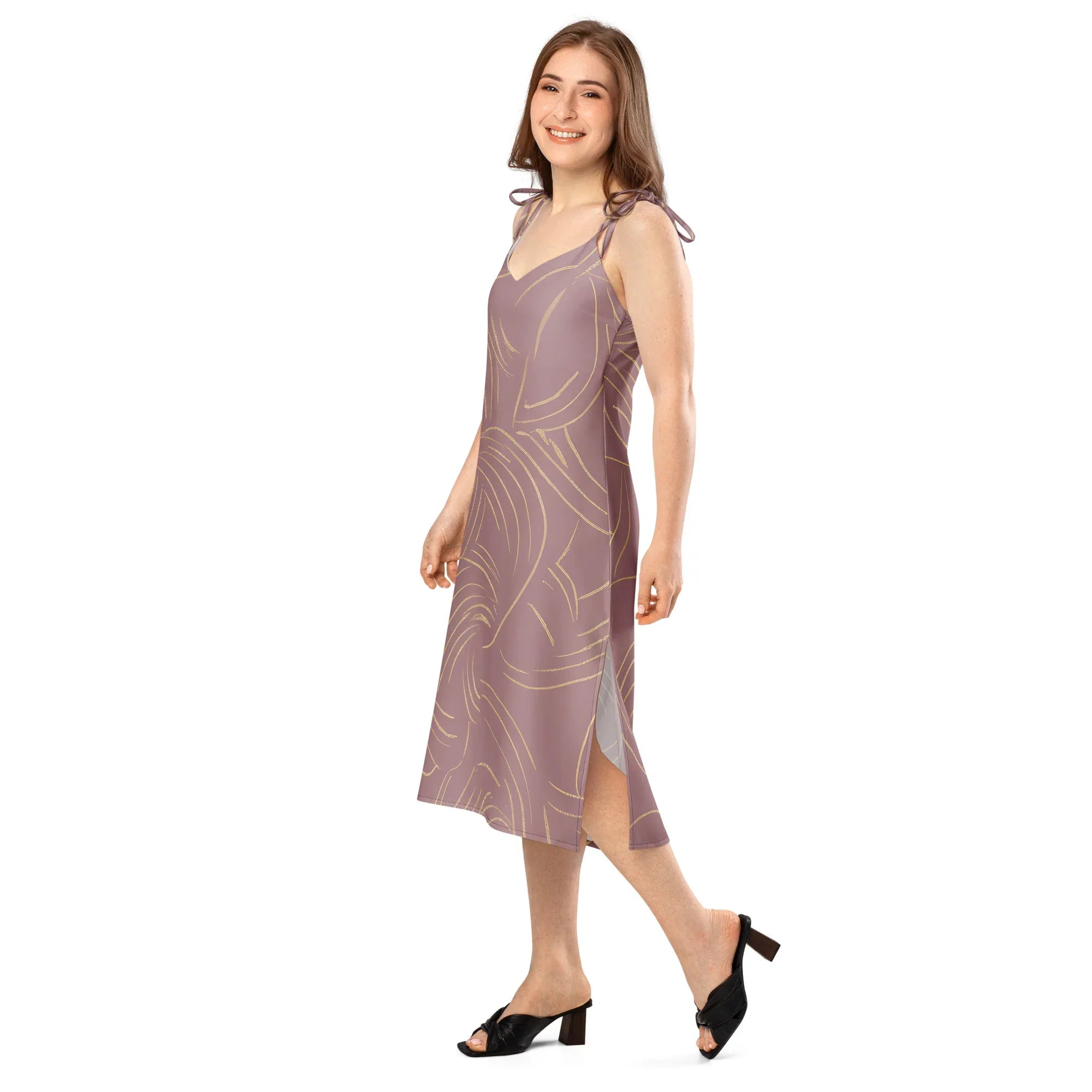 Tie-Strap Midi Dress Dress AwRans Clothing all-over-print-slip-dress-black-left-front-689c58f60f018