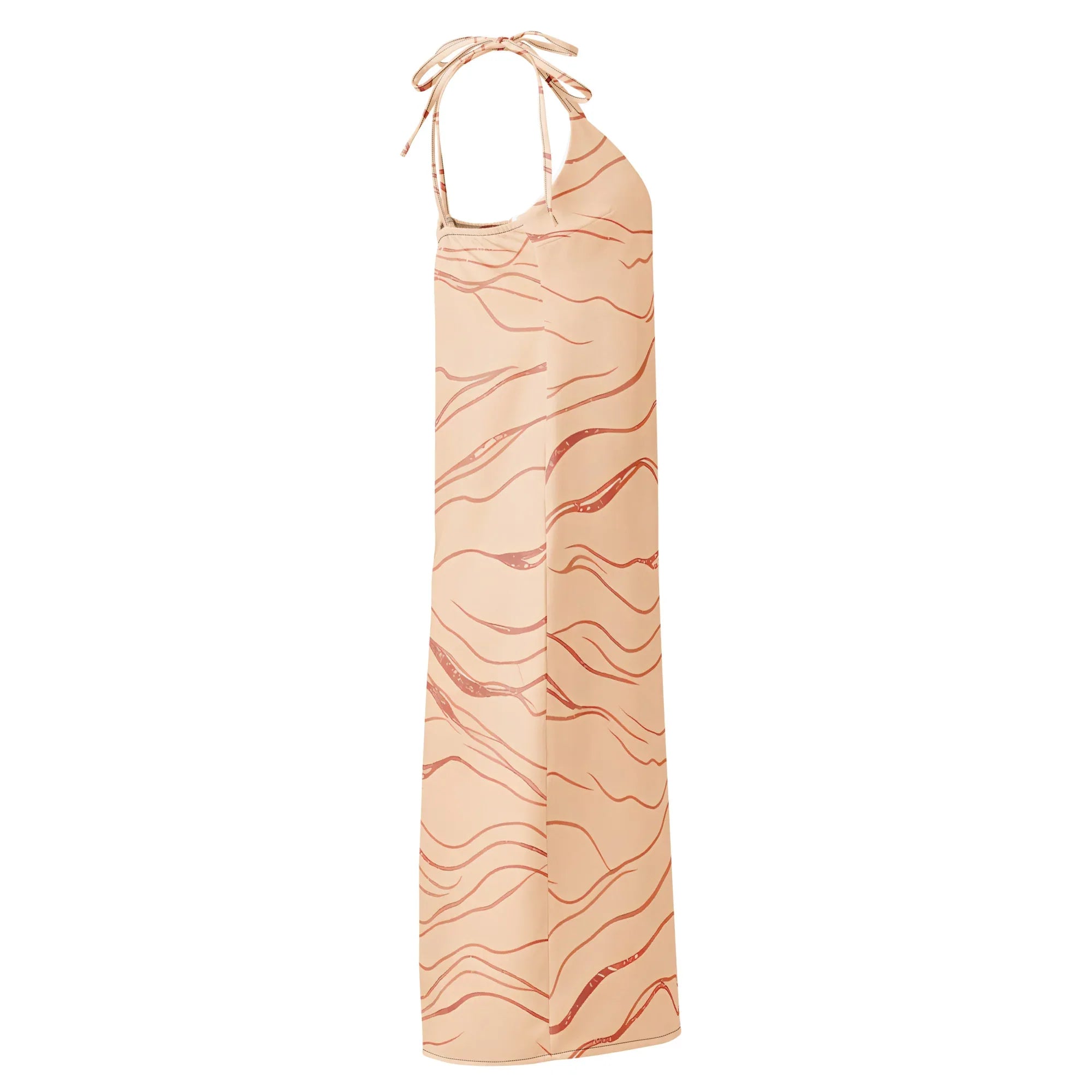 Tie-Strap Midi Dress Dress AwRans Clothing all-over-print-slip-dress-black-right-689c59969b3d4