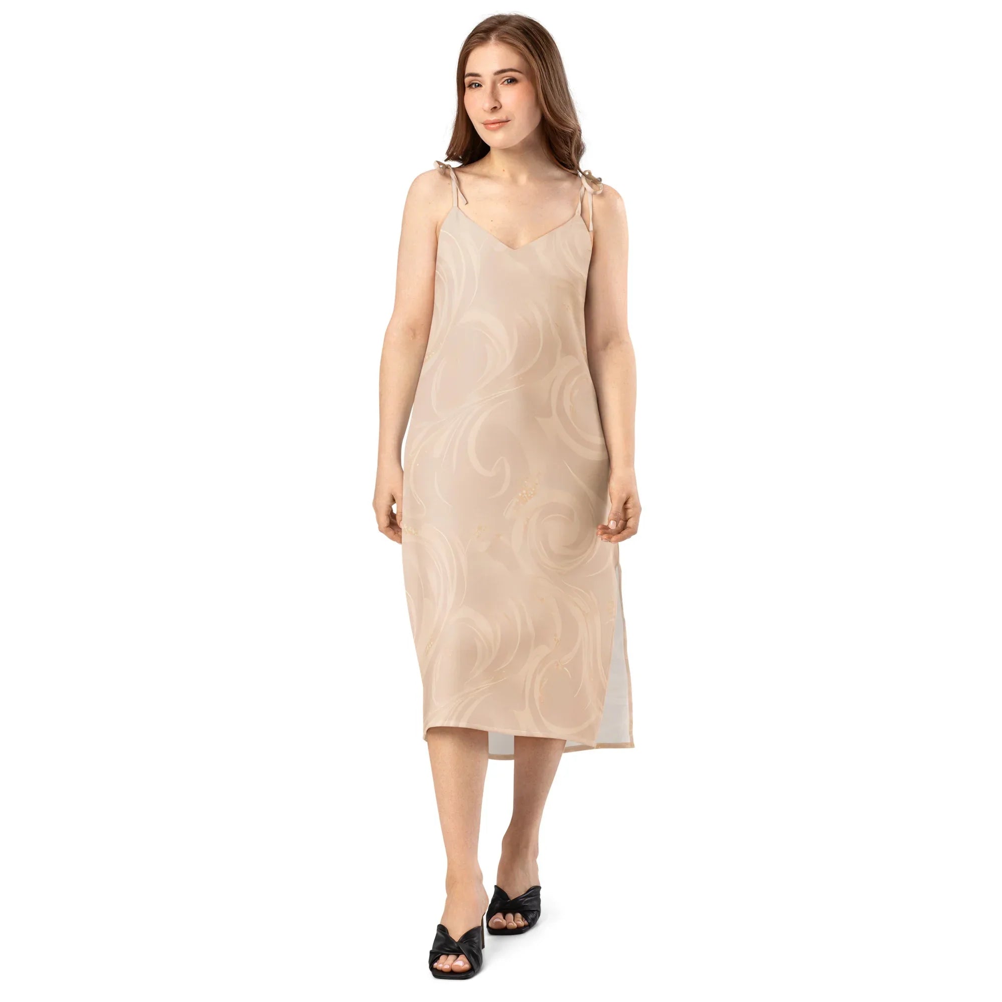 Tie-Strap Midi Dress Dress AwRans Clothing all-over-print-slip-dress-white-front-689c58c10d26b