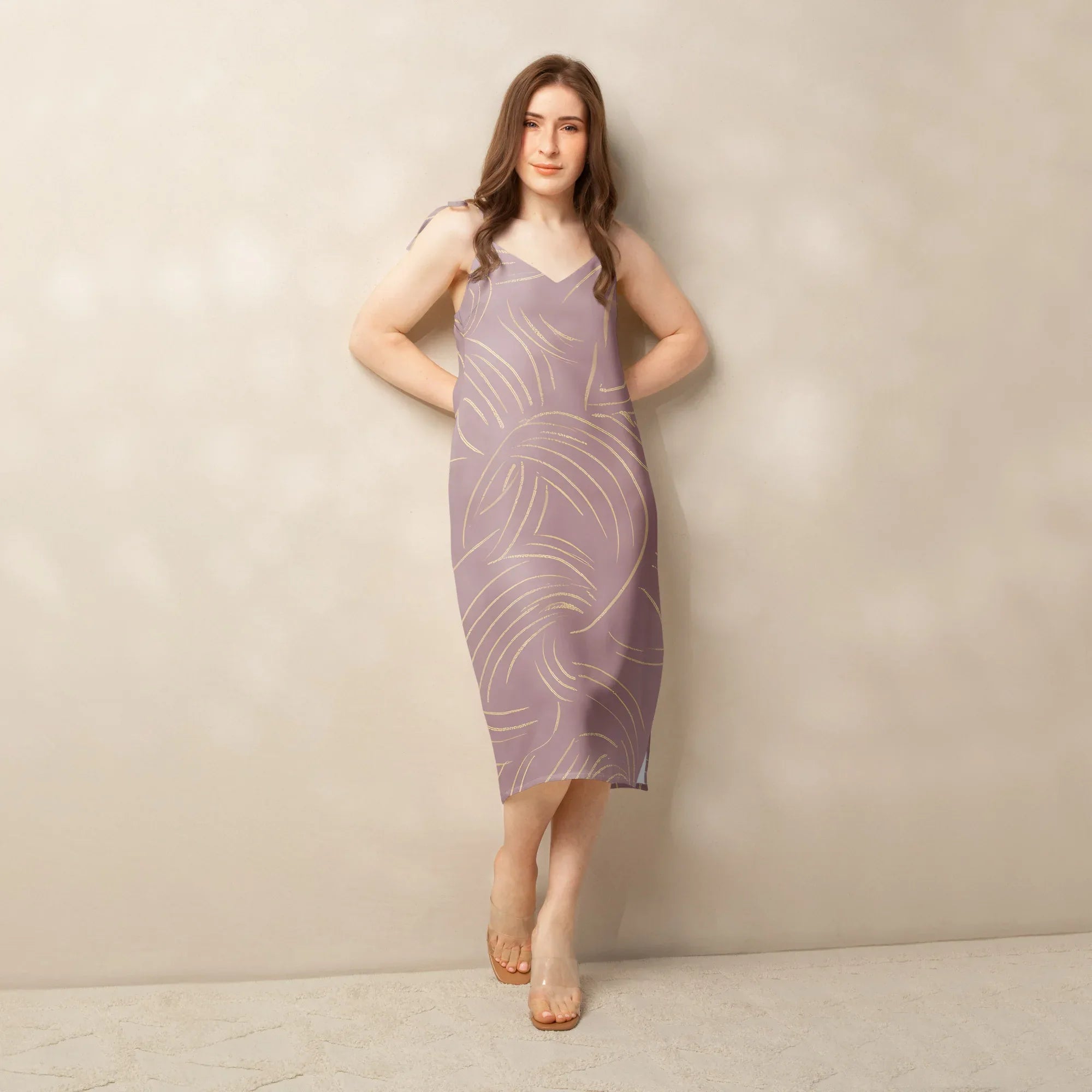 Tie-Strap Midi Dress Dress AwRans Clothing all-over-print-slip-dress-white-front-689c58f60f8a8