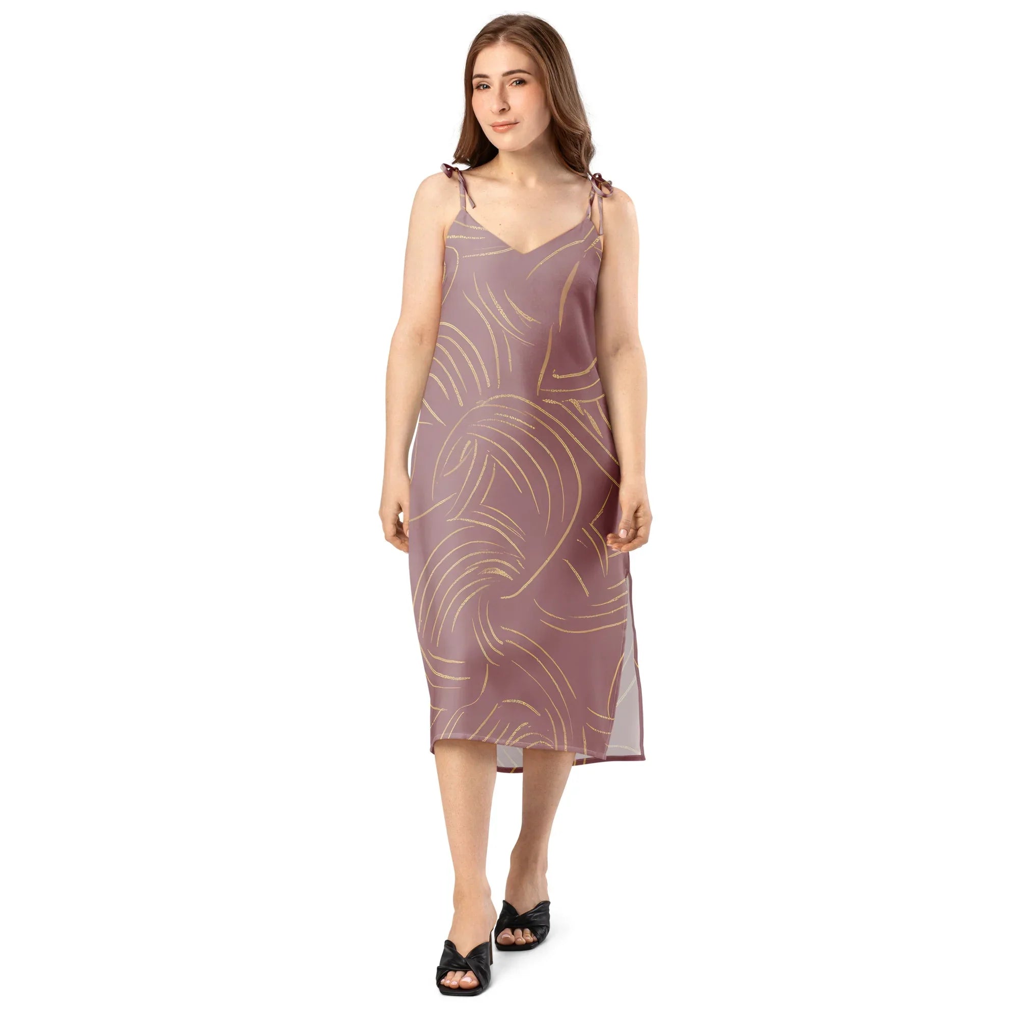 Tie-Strap Midi Dress Dress AwRans Clothing all-over-print-slip-dress-white-front-689c58f610088