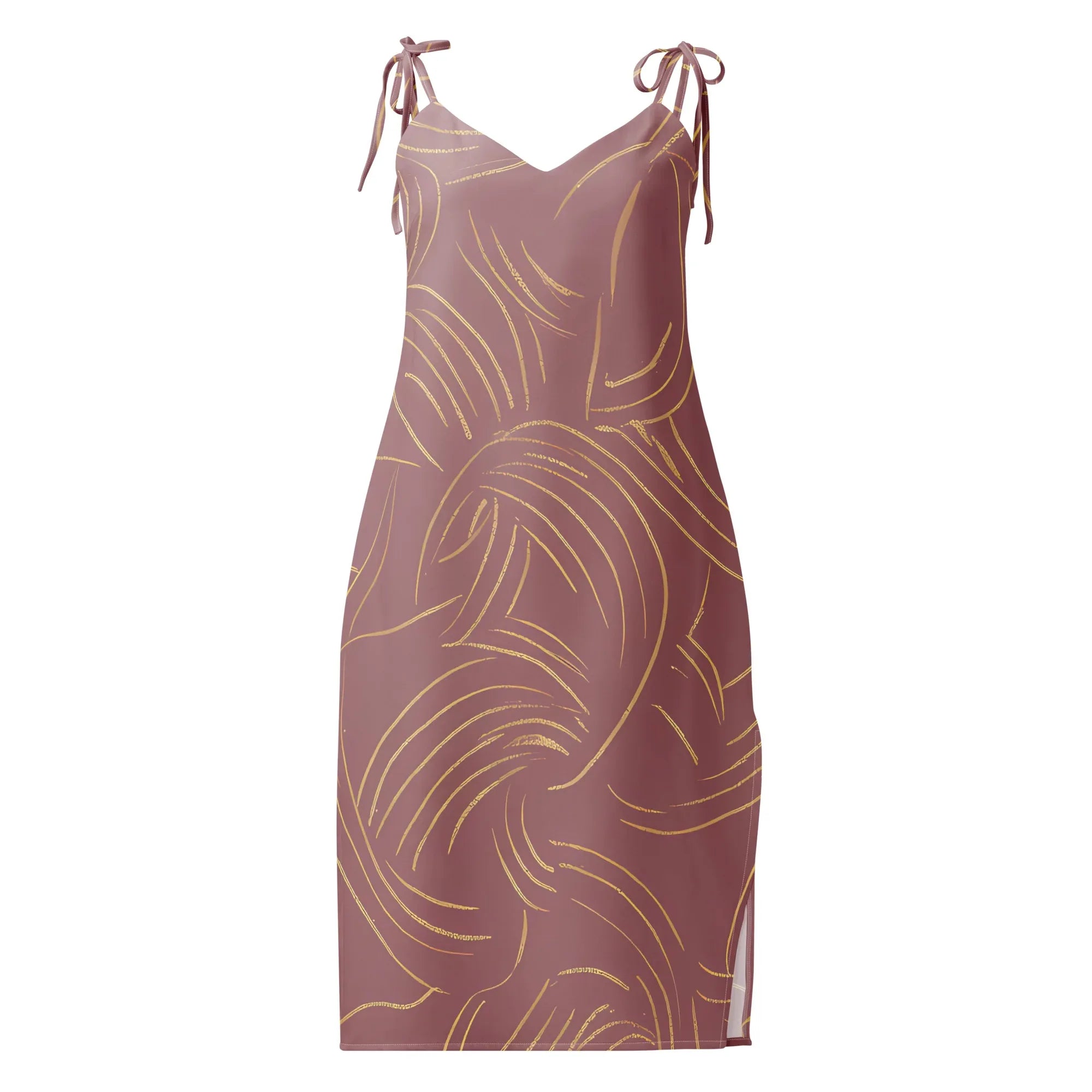 Tie-Strap Midi Dress White Dress AwRans Clothing all-over-print-slip-dress-white-front-689c58f610fad