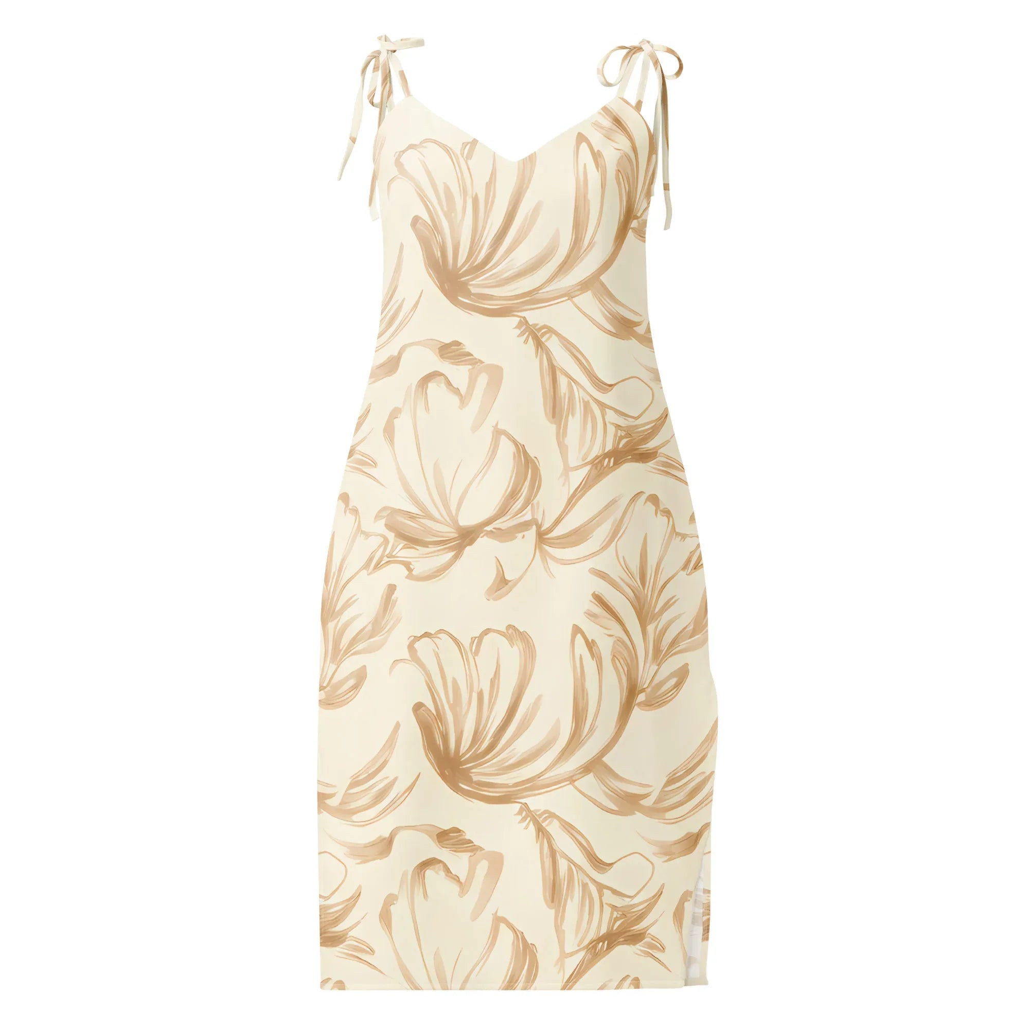 Tie-Strap Midi Dress White Dress AwRans Clothing all-over-print-slip-dress-white-front-689c59623df73