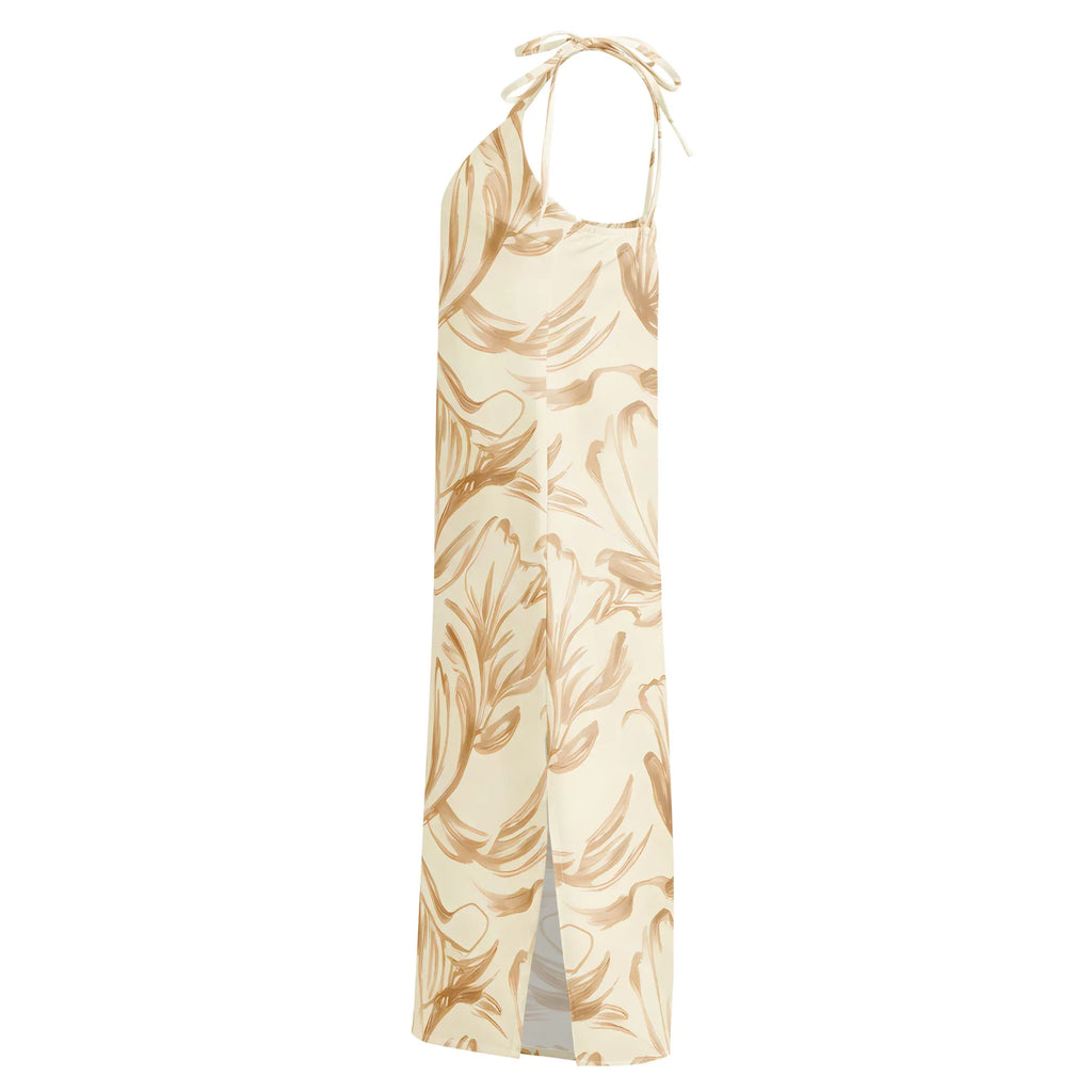 Tie-Strap Midi Dress Dress AwRans Clothing all-over-print-slip-dress-white-left-689c59623e1a3