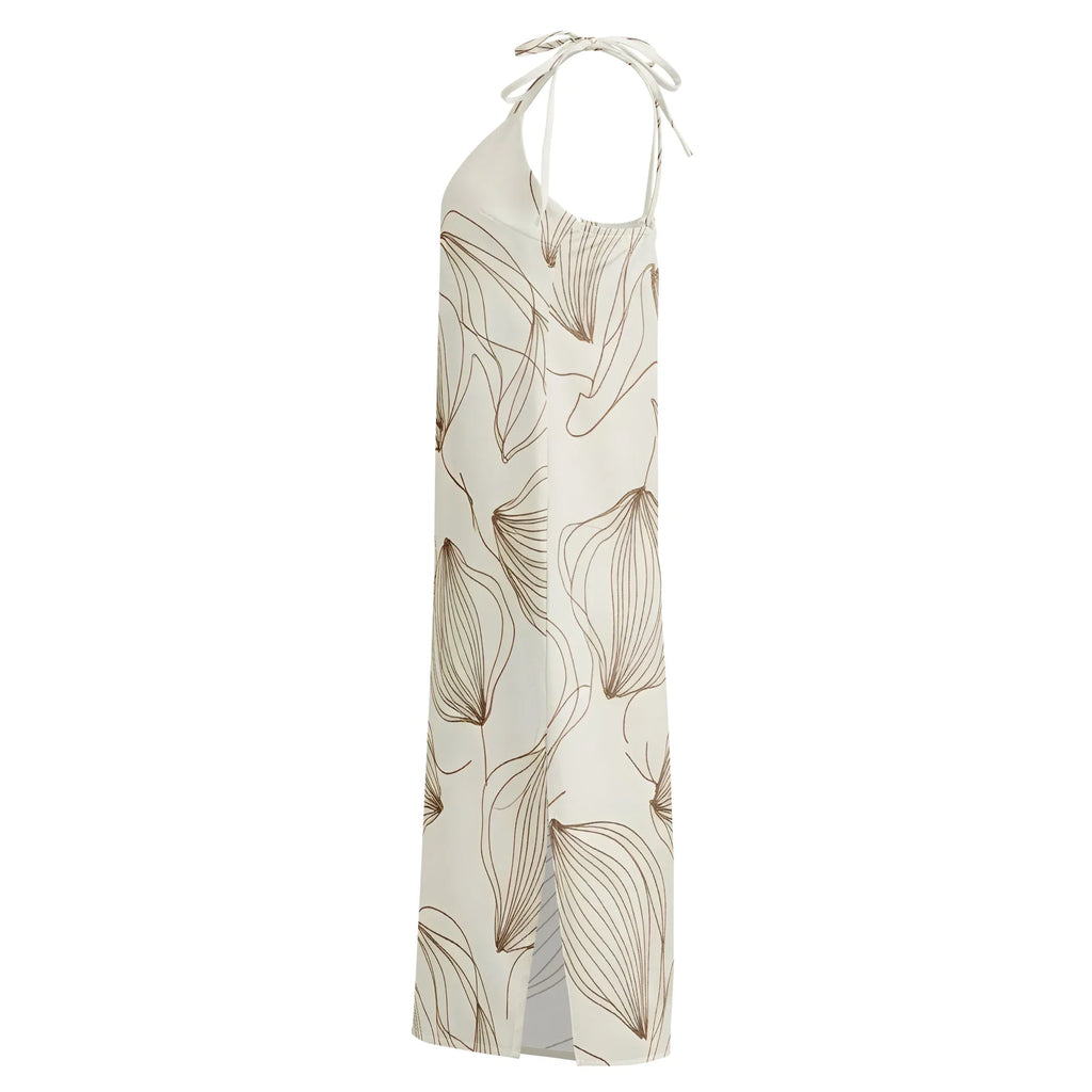 Tie-Strap Midi Dress Dress AwRans Clothing all-over-print-slip-dress-white-left-689c5a0382020